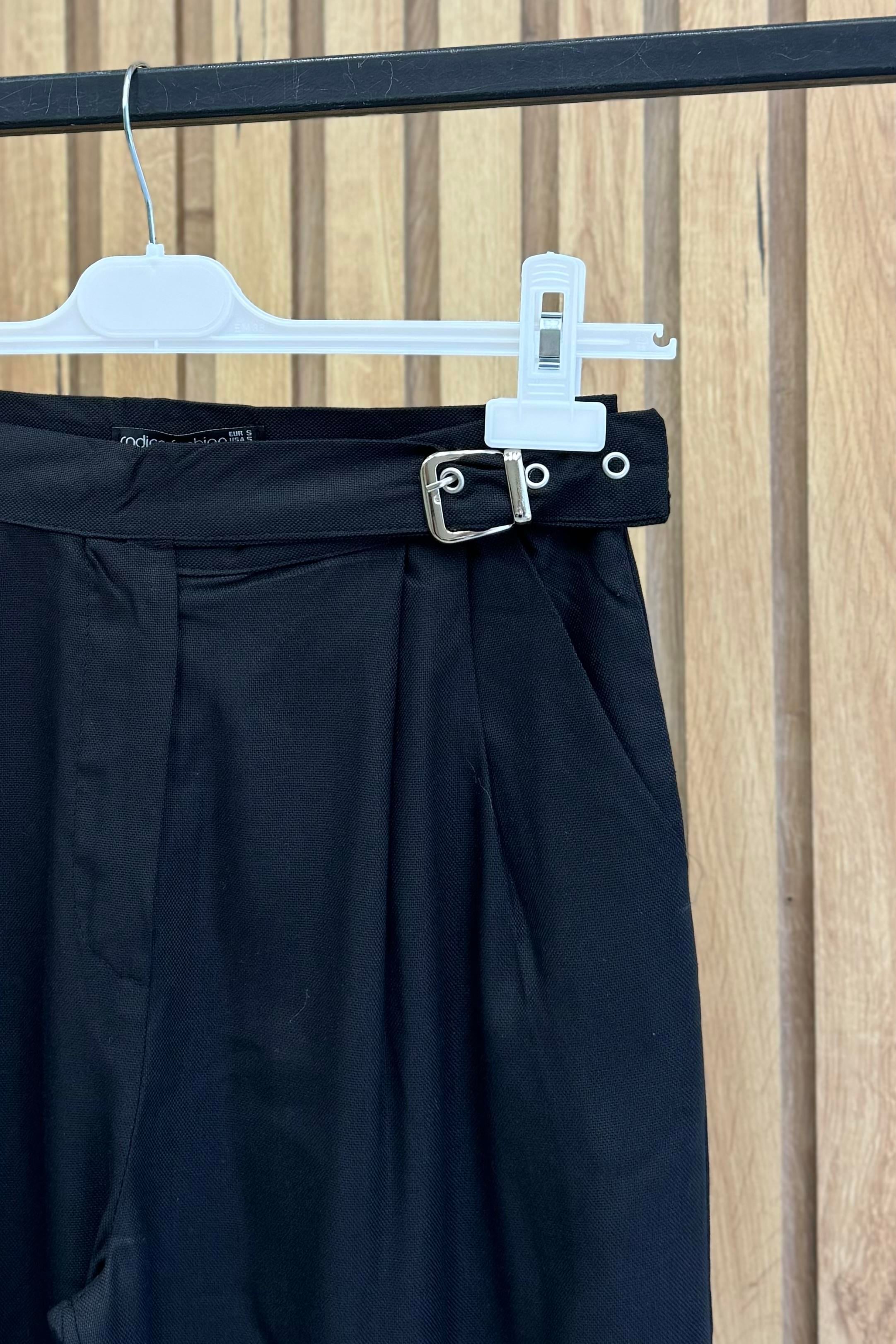 Radica Fashion Kemertokalı Keten Pantolon 5631 - Siyah  Pantolon