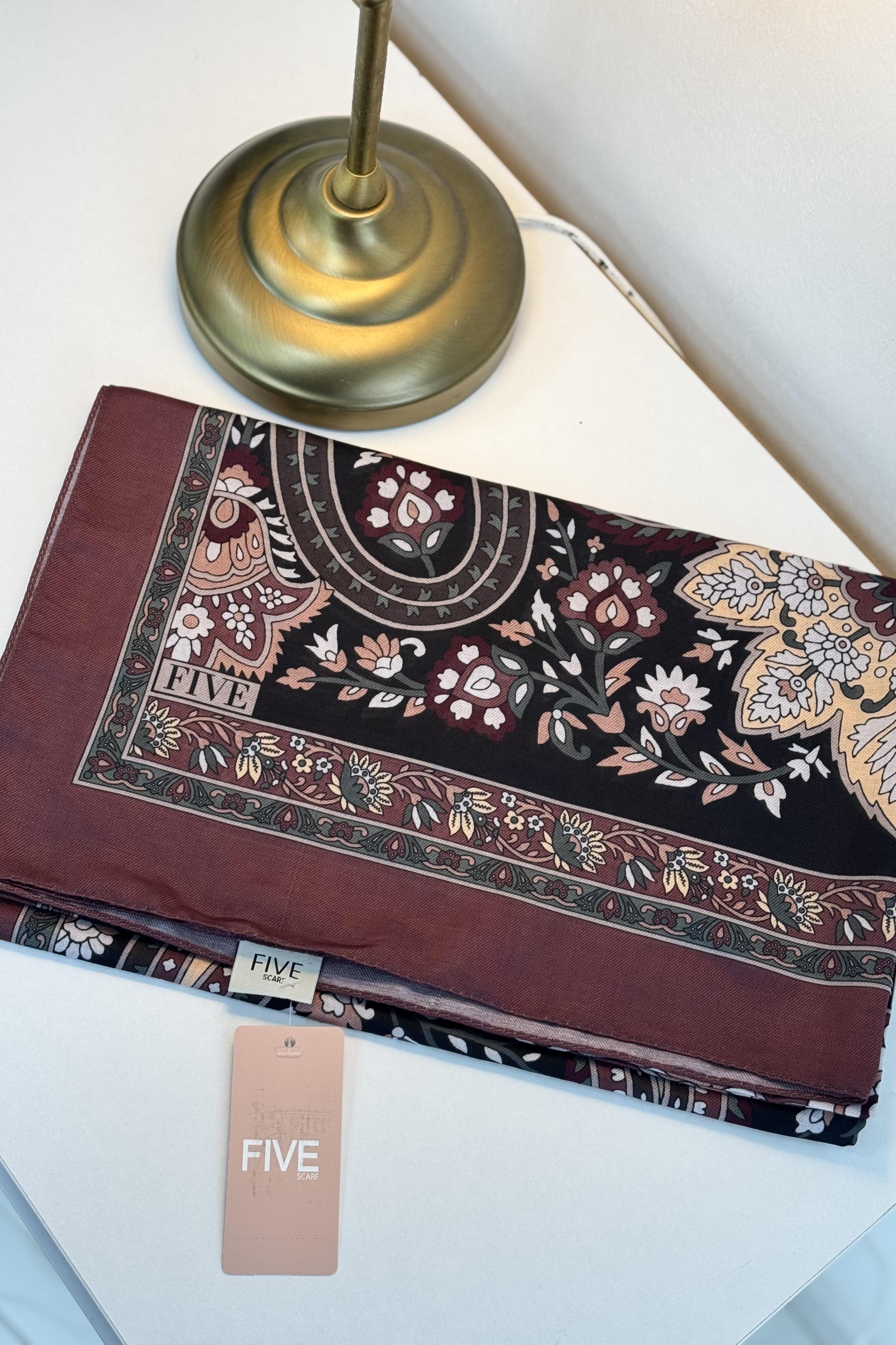 LEVİDOR Levidor 11174 Retro Desenli Şal - Bordo Levidor 11174 Retro Desenli Şal - Bilen Giyim Şal 