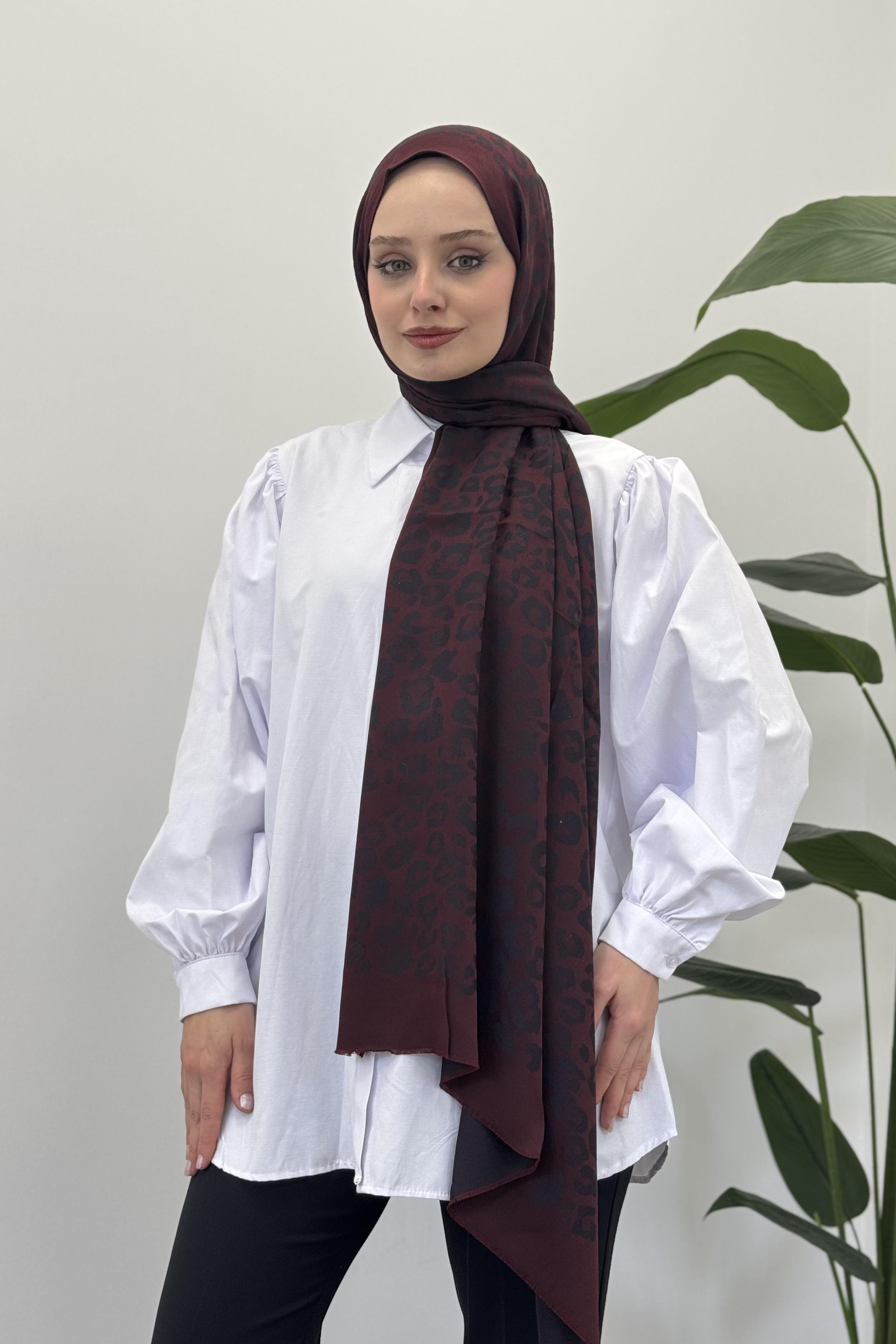 LEVİDOR Levidor 11181 Cashmere Şal - Bordo Siyah  Şal 