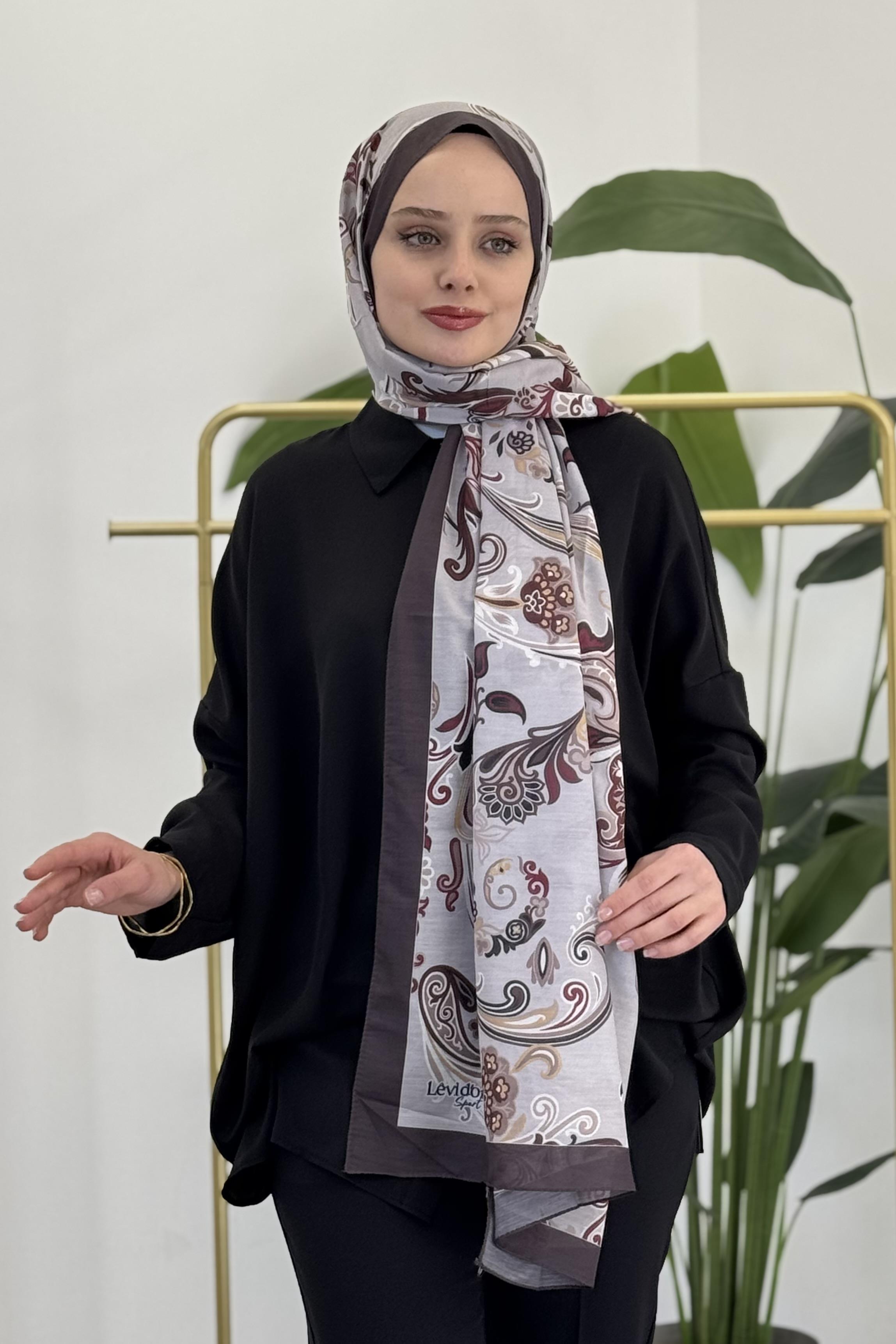LEVİDOR Levidor 11212 Dalga Desen Çiçekli Şal - Bej Levidor 11212 Dalga Desen Çiçekli Şal - Bilen Giyim Şal 