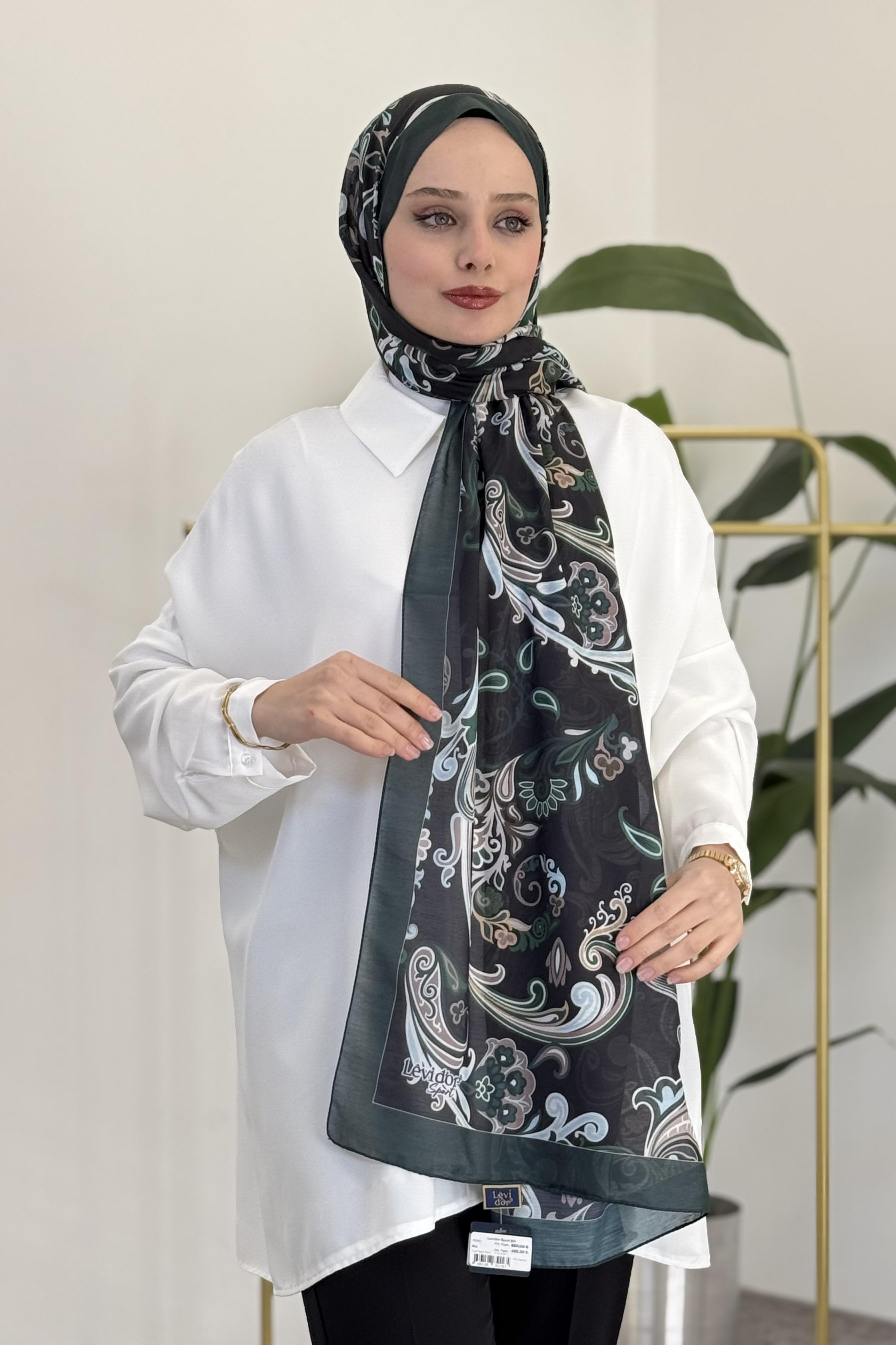 LEVİDOR Levidor 11212 Dalga Desen Çiçekli Şal - Yeşil Levidor 11212 Dalga Desen Çiçekli Şal - Bilen Giyim Şal 