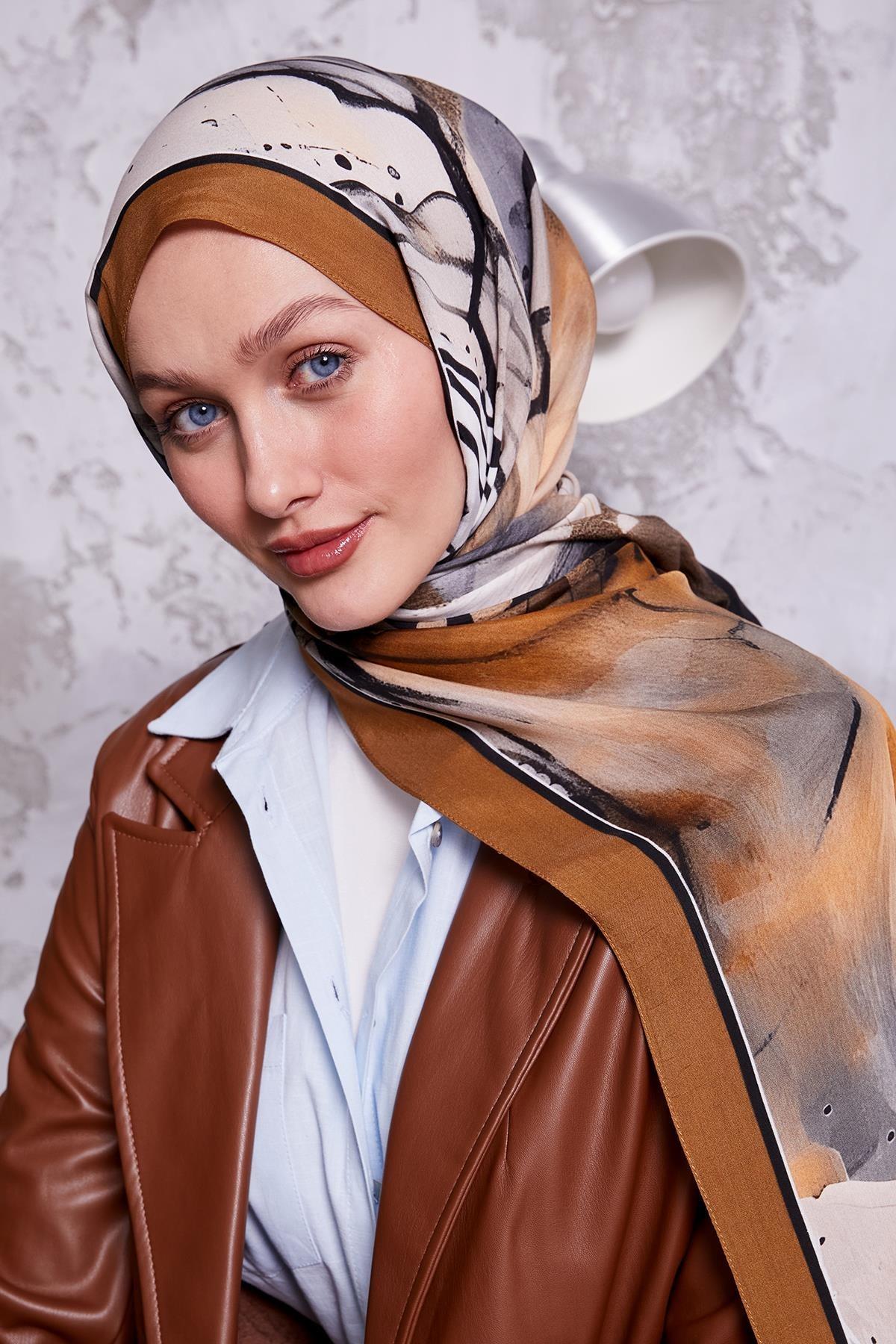 LEVİDOR Levidor 11216 Soyut Baskı Detay Şal - Toprak Levidor 11216 Soyut Baskı Detay Şal - Bilen Giyim Şal 