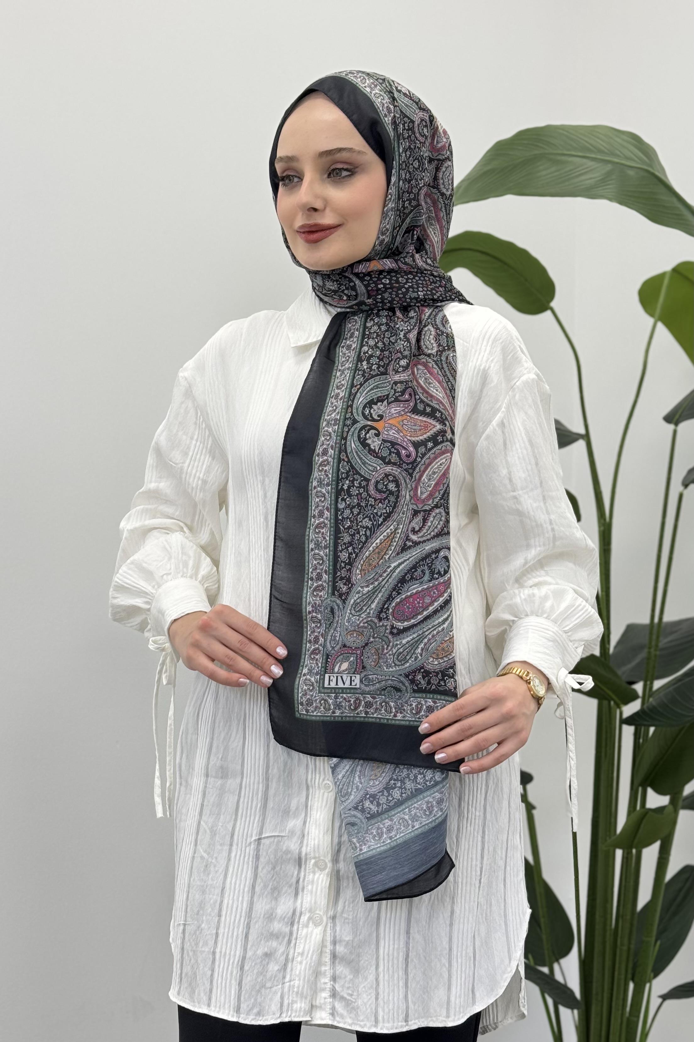 LEVİDOR Levidor 11229 Mini Çiçek Detaylı Şal - Siyah - Yeşil Levidor 11229 Mini Çiçek Detaylı Şal - Bilen Giyim Şal 
