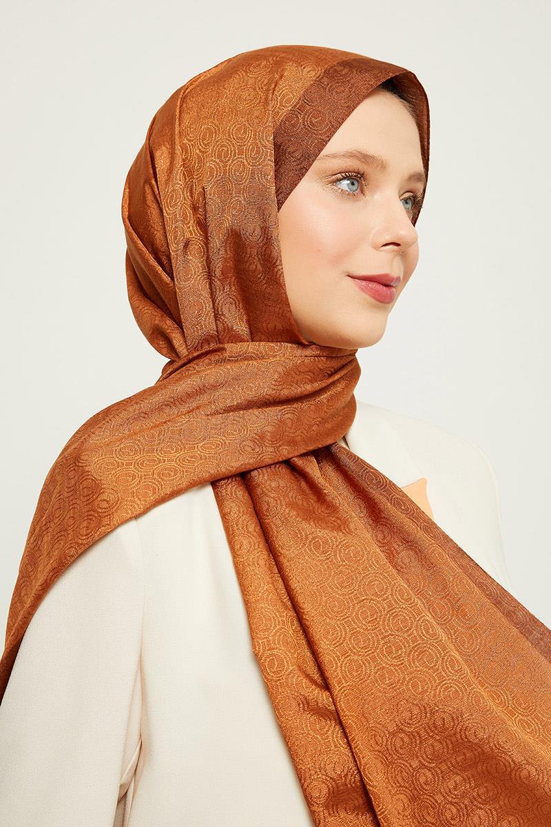 LEVİDOR Levidor 17856 Halka Desen Monogram Şal - Cappuccino  Şal 