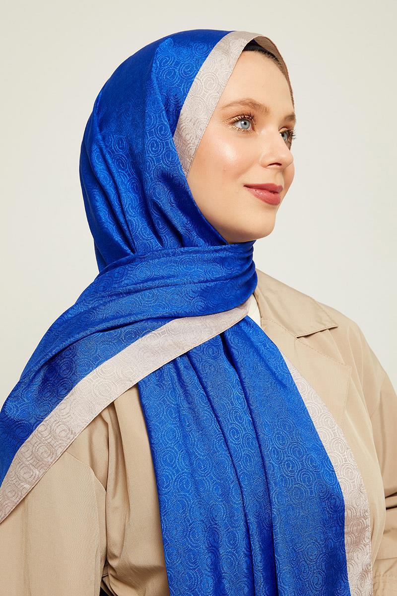 LEVİDOR Levidor 17856 Halka Desen Monogram Şal - Saks  Şal 