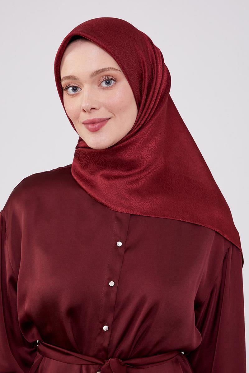 LEVİDOR Levidor 178895 Halka Detay Jakarlı Şal - Bordo  Eşarp 