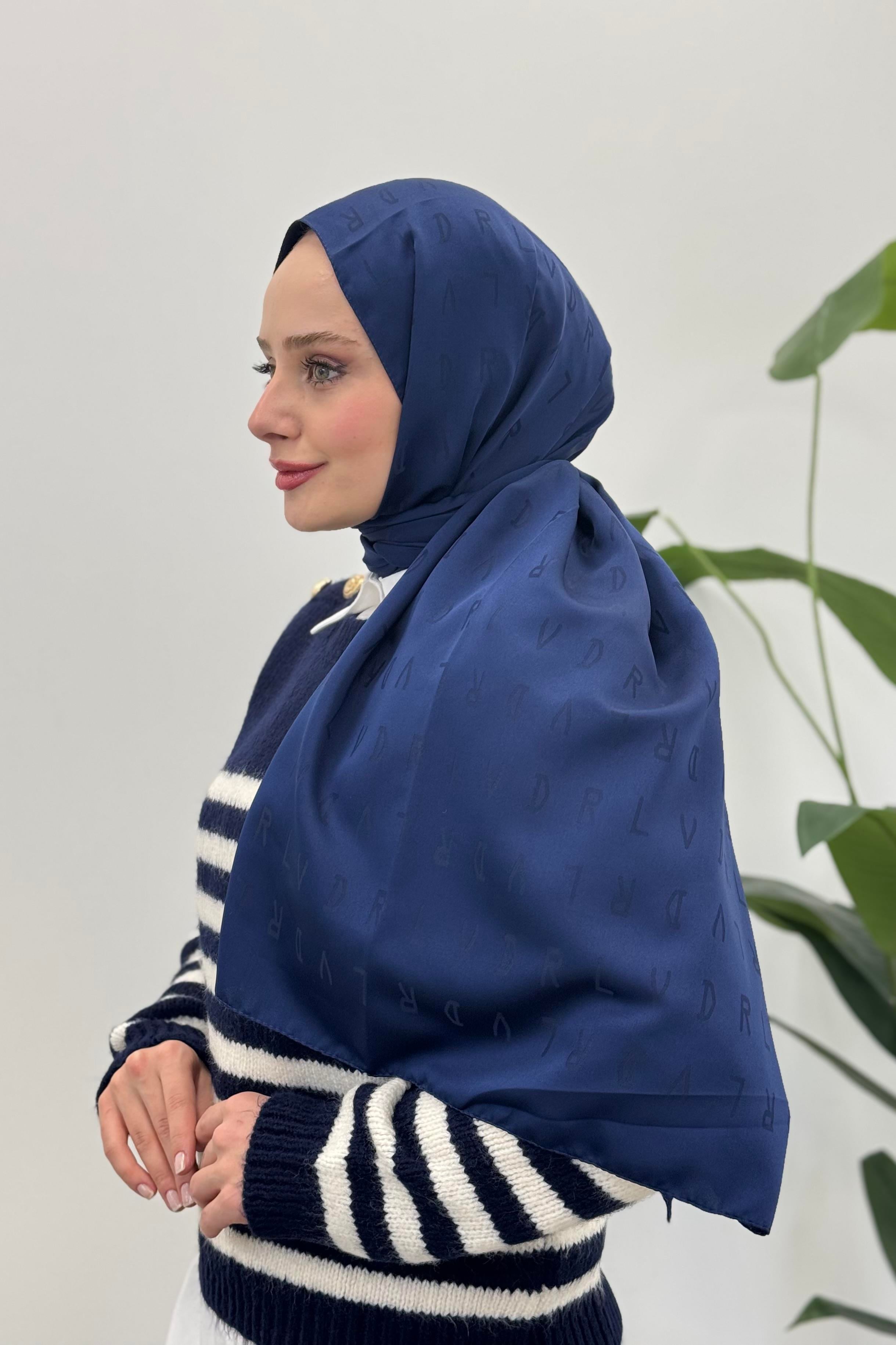 LEVİDOR Levidor 18559 Blue Jakar Şal - Lacivert  Şal 