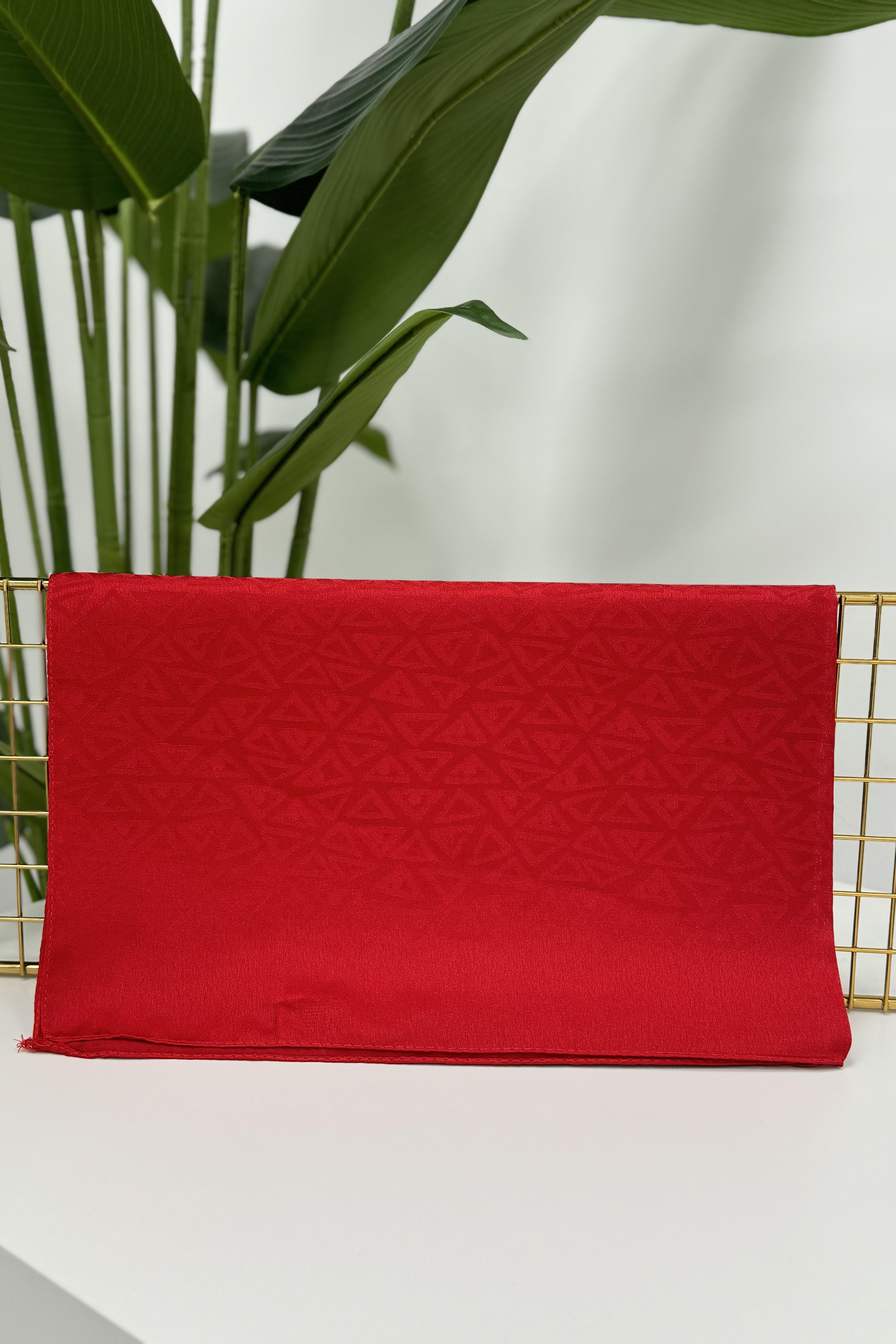 LEVİDOR Levidor 18582F Üçgen Baskılı Jakarlı Janjan Şal - Kırmızı Levidor 18582F Üçgen Baskılı Jakarlı Janjan Şal - Kırmızı- Bilen Giyim Şal 