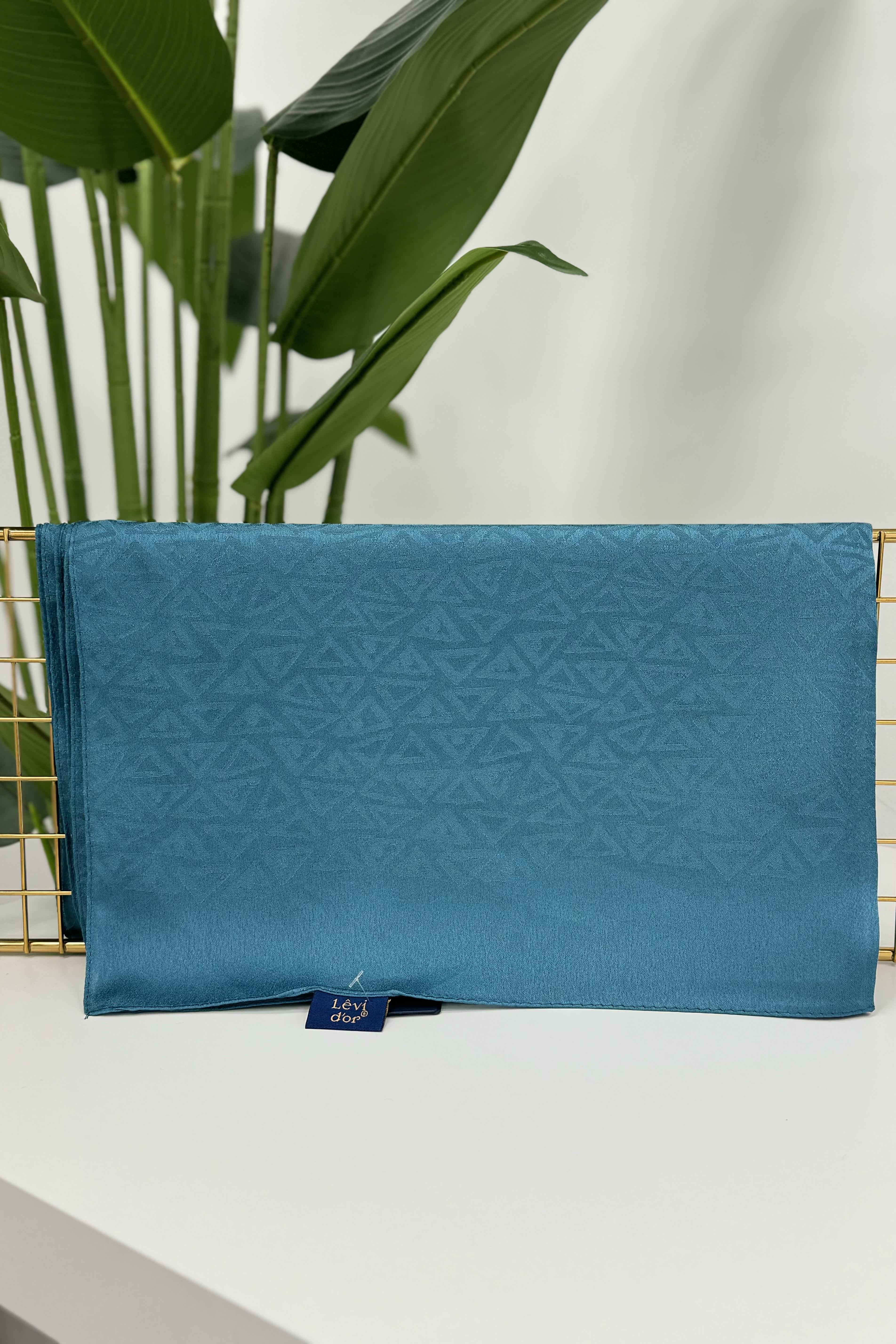 LEVİDOR Levidor 18582F Üçgen Baskılı Jakarlı Janjan Şal - Petrol Levidor 18582F Üçgen Baskılı Jakarlı Janjan Şal - Petrol- Bilen Giyim Şal 