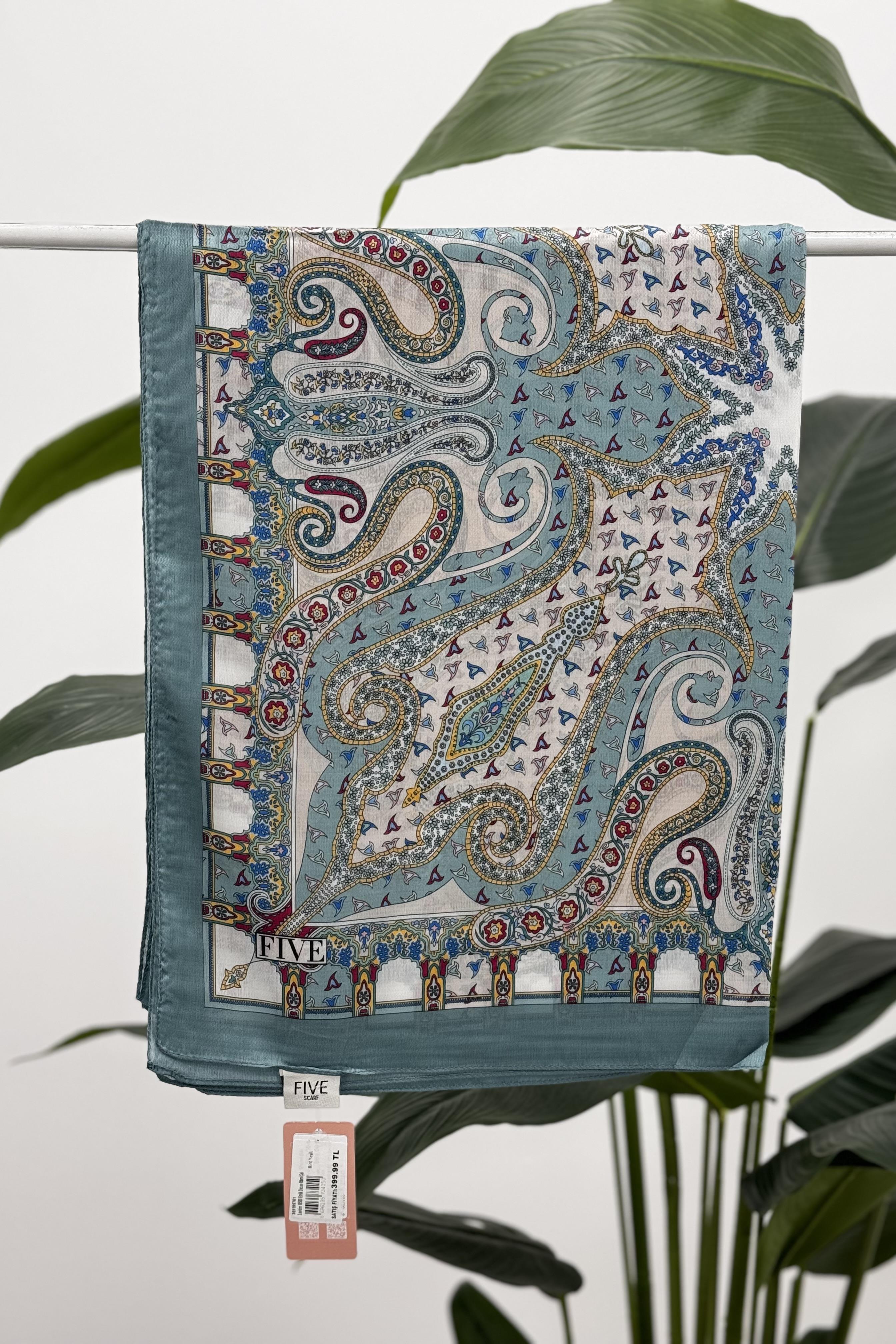 LEVİDOR Levidor 18589 Etnik Desen Mami Şal - Mint Yeşili Levidor 18589 Etnik Desen Mami Şal - Mint Yeşili - Bilen Giyim Şal 