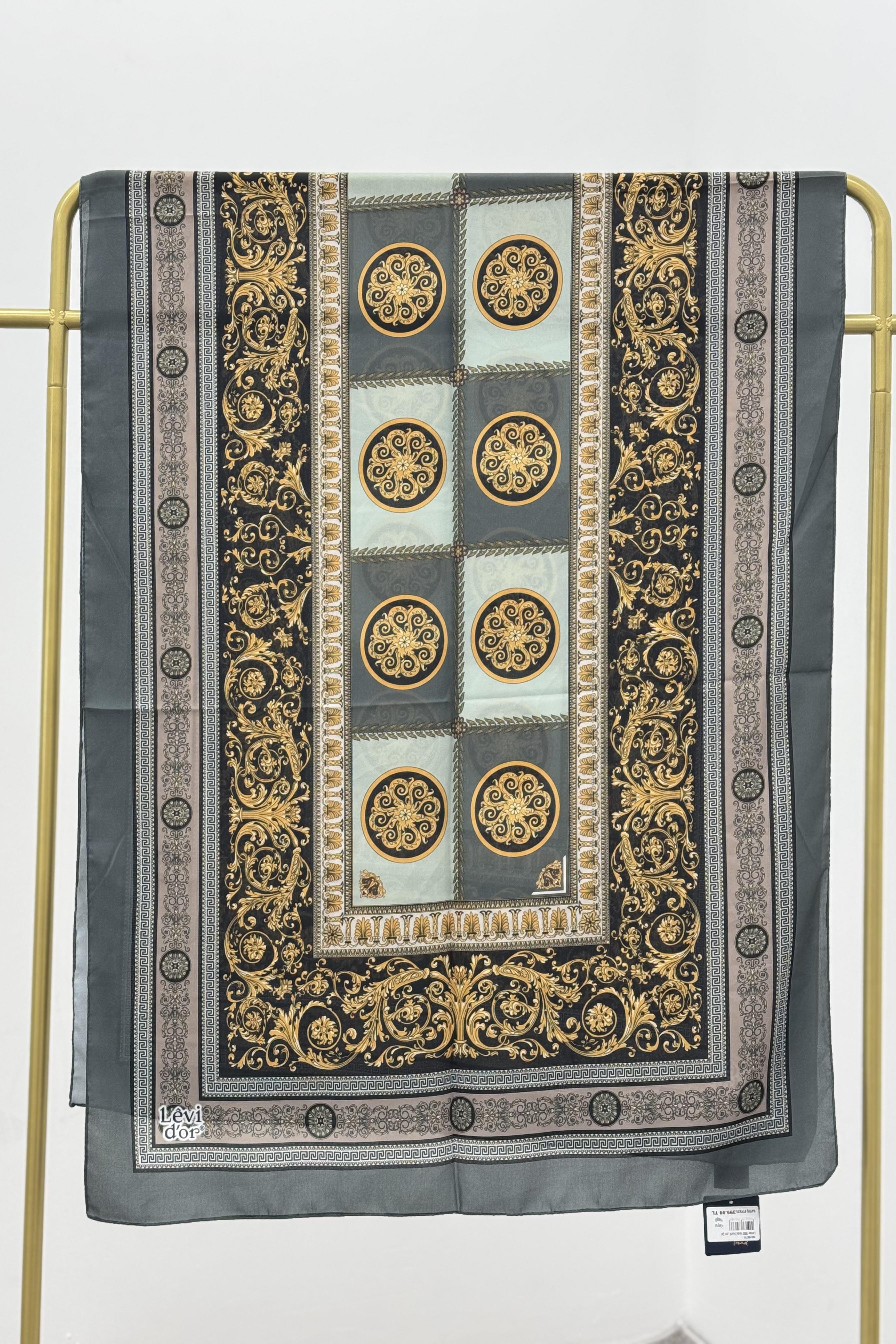 LEVİDOR Levidor 18892 Varak Desenli Love Şal - Koyu Yeşil  Şal 