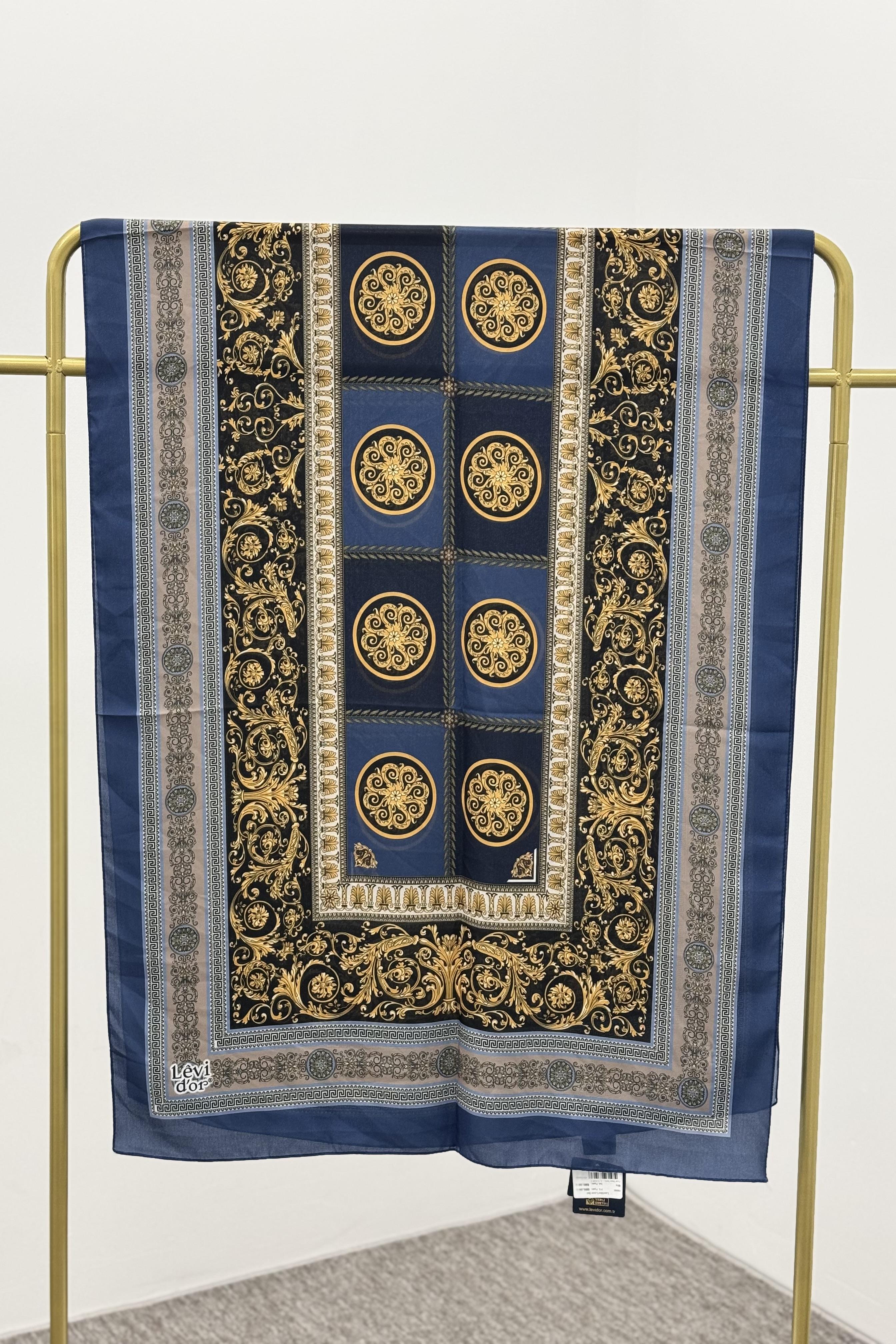 LEVİDOR Levidor 18892 Varak Desenli Love Şal - Lacivert  Şal 