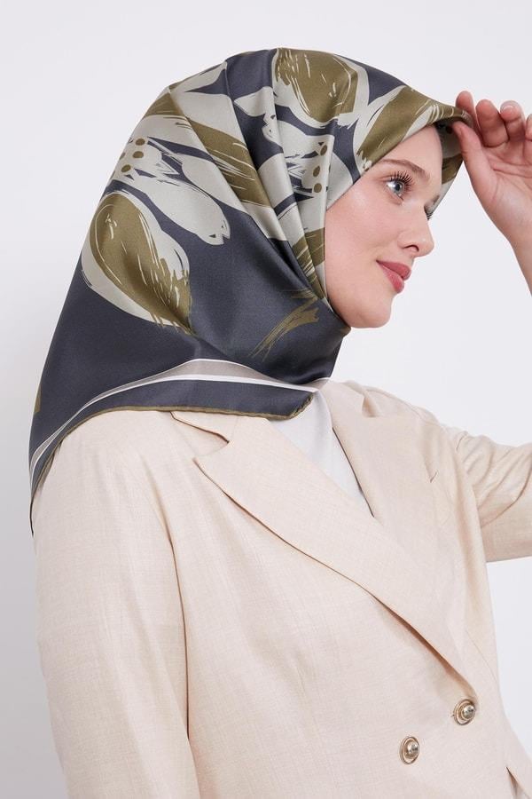 LEVİDOR Levidor I-4131 Twill İpek Eşarp - Yeşil  Eşarp 