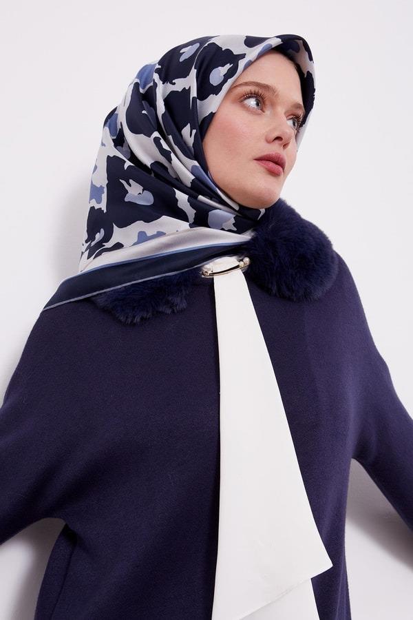 LEVİDOR Levidor I-4133 Twill İpek Eşarp - Lacivert  Eşarp 