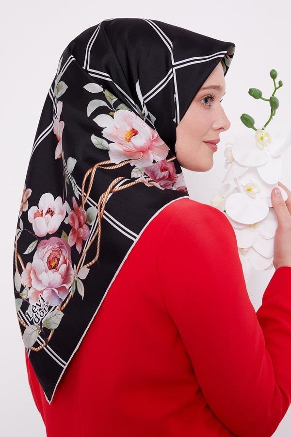 LEVİDOR Levidor I-4134 Twill İpek Eşarp - Siyah  Eşarp 