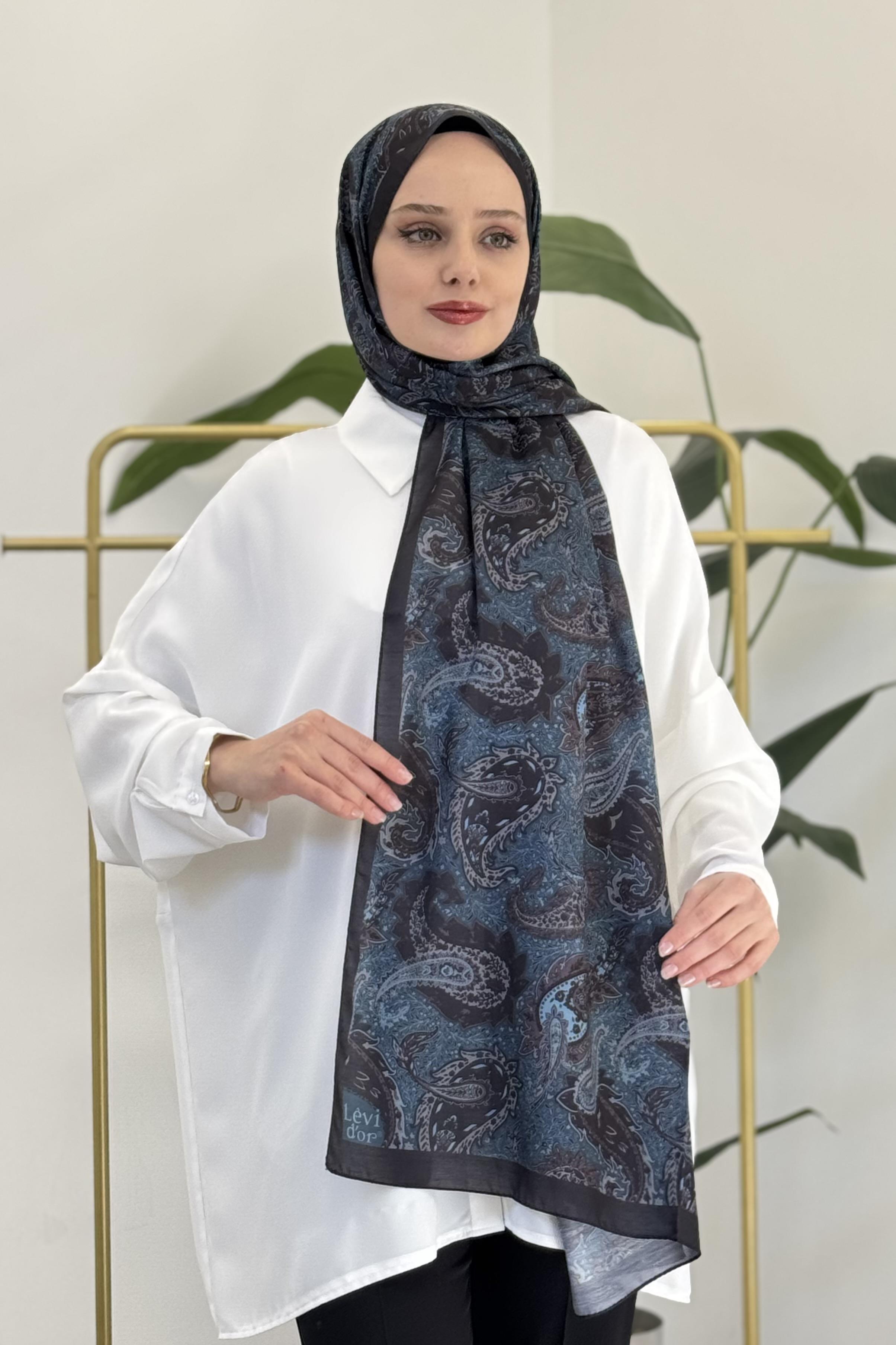 LEVİDOR Levidor Lcs Damla Desen Şal - Petrol Levidor Lcs Damla Desen Şal - Bilen Giyim Şal 