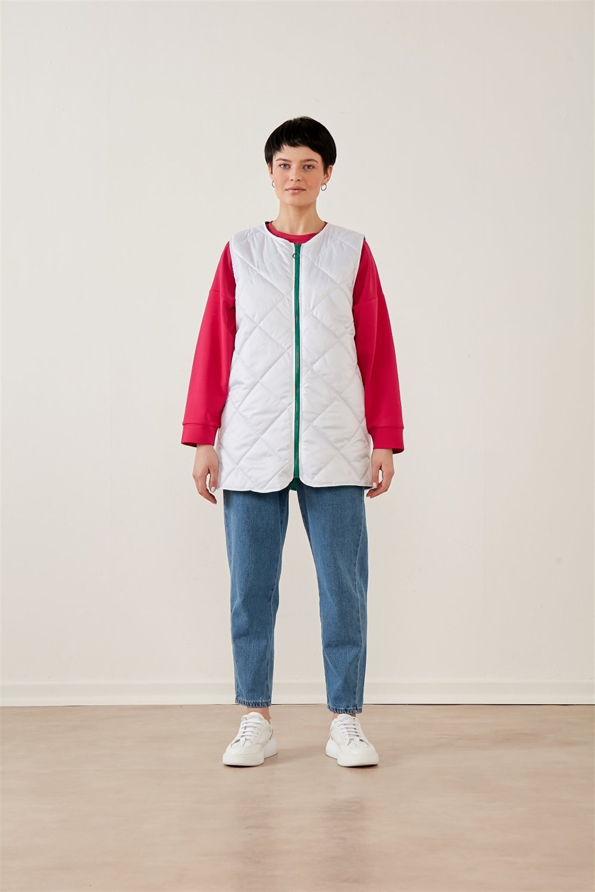 MERWİSH Merwish 253 Color Yelek - Ekru
