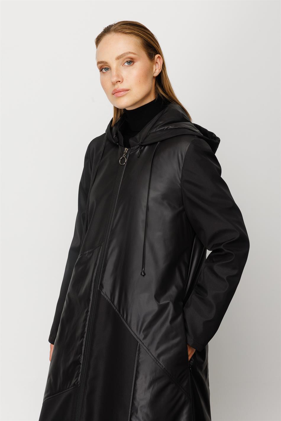 Micca 232593M Paraşüt Detaylı Tam Boy Mont - Siyah - Bilen Giyim