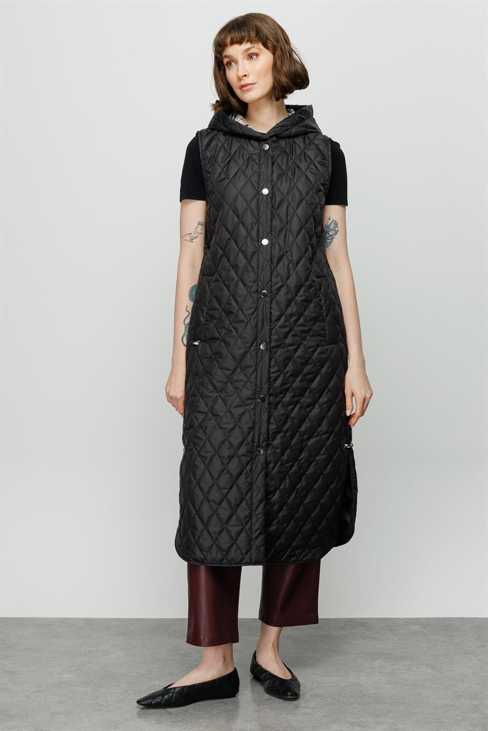 MİCCA & SPOZA Micca 232704M Uzun Boy Kapitone Yelek - Siyah Micca 232704M Uzun Boy Kapitone Yelek - Siyah - Bilen Giyim Yelek