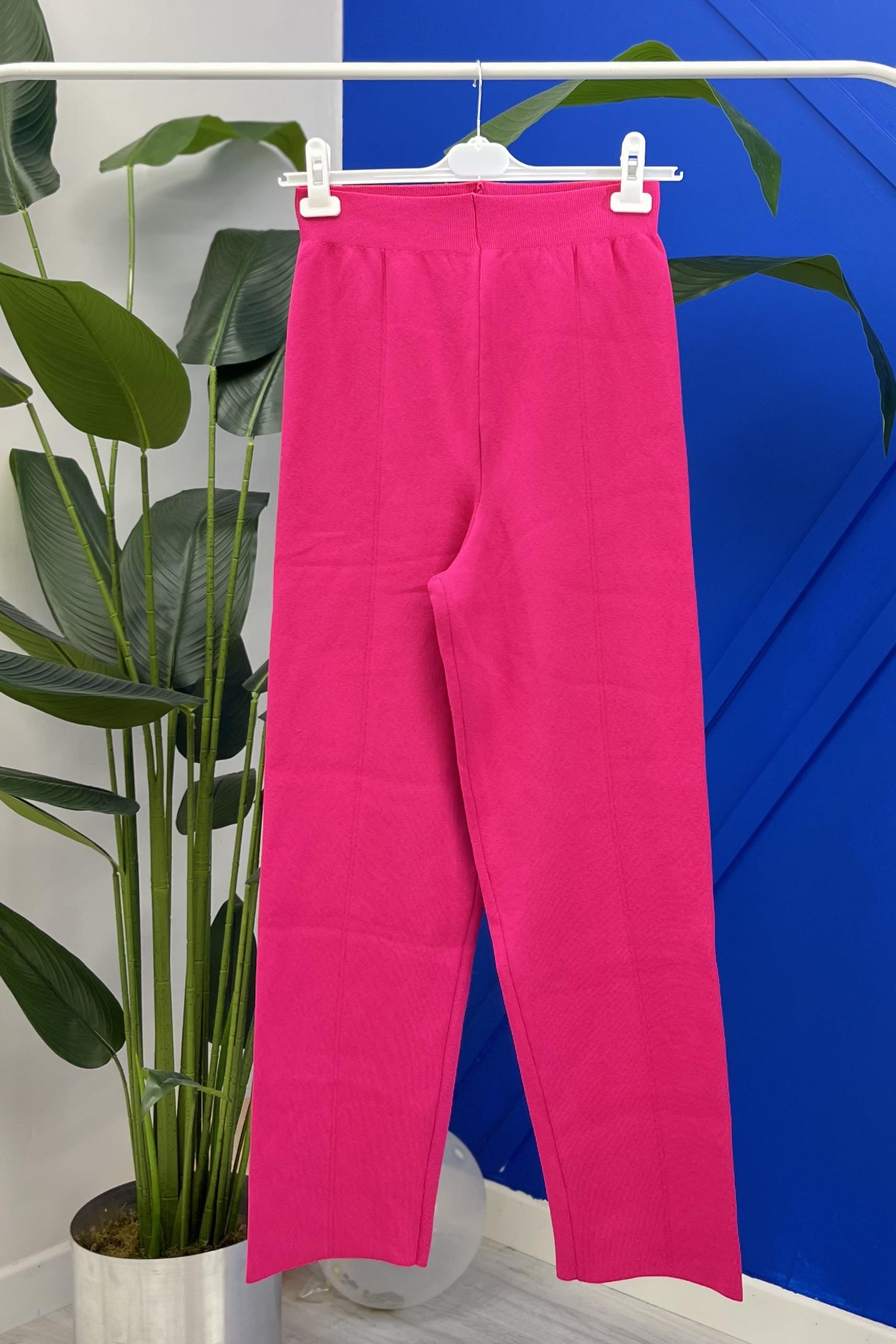 MİSSEMRAMİSS Missemramiss 4159 Elegante Pamuklu Triko Pantolon - Fuşya  Pantolon