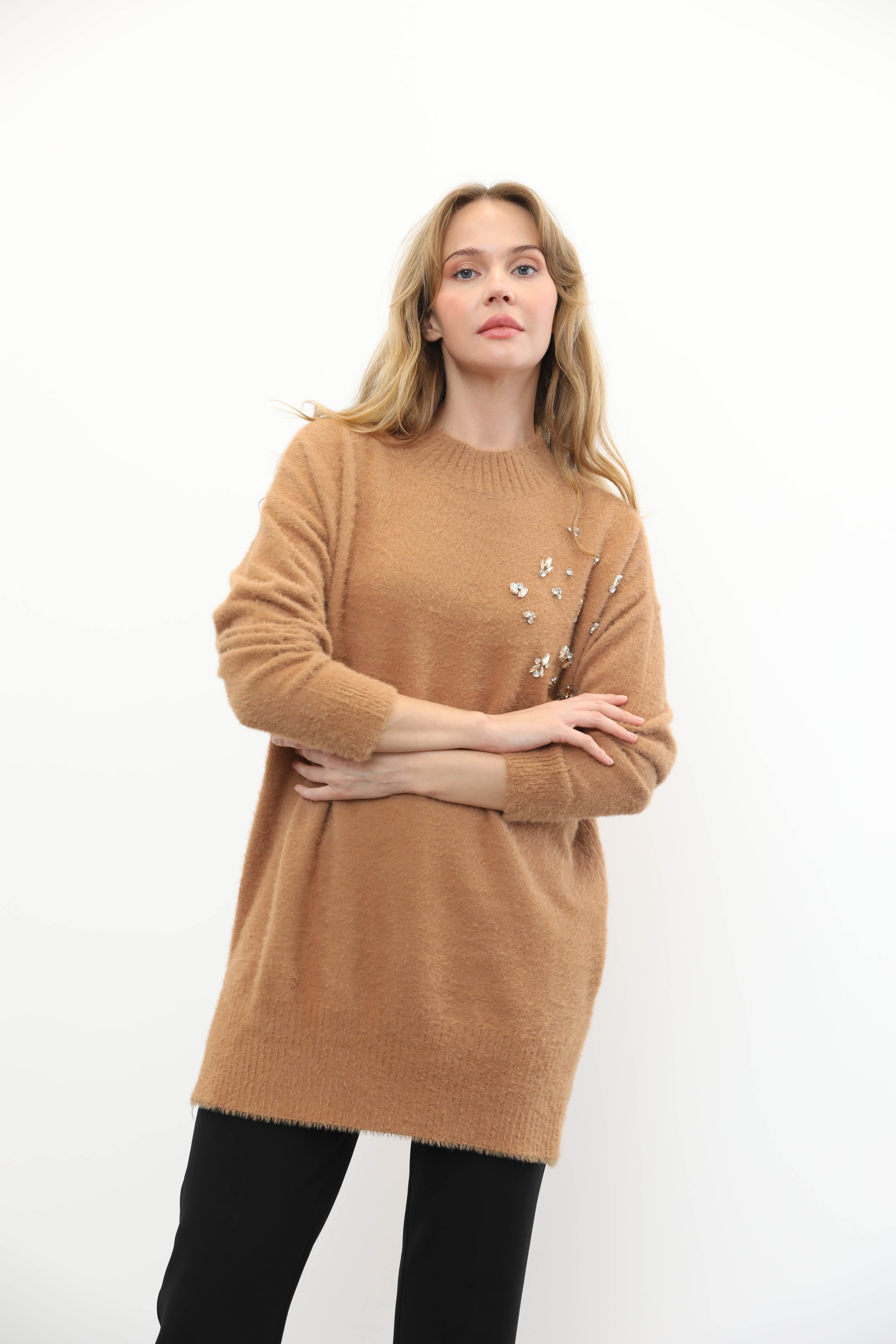 MİSSEMRAMİSS Missemramiss 4572 Maglione Angora Kazak - Camel Missemramiss 4572 Maglione Angora Kazak - Camel - Bilen Giyim Kazak 