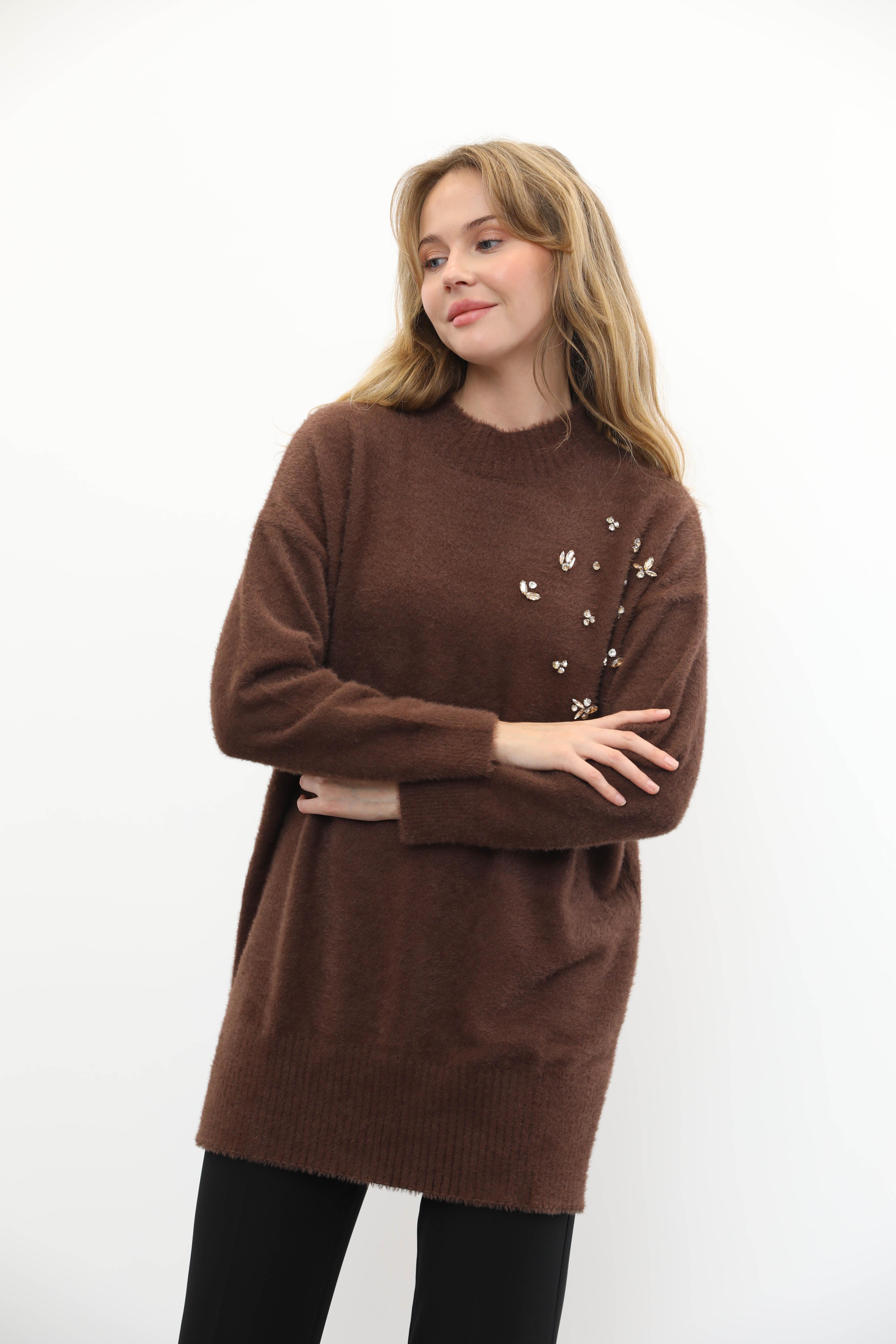 MİSSEMRAMİSS Missemramiss 4572 Maglione Angora Kazak - Kahverengi Missemramiss 4572 Maglione Angora Kazak - Kahverengi - Bilen Giyim Kazak 