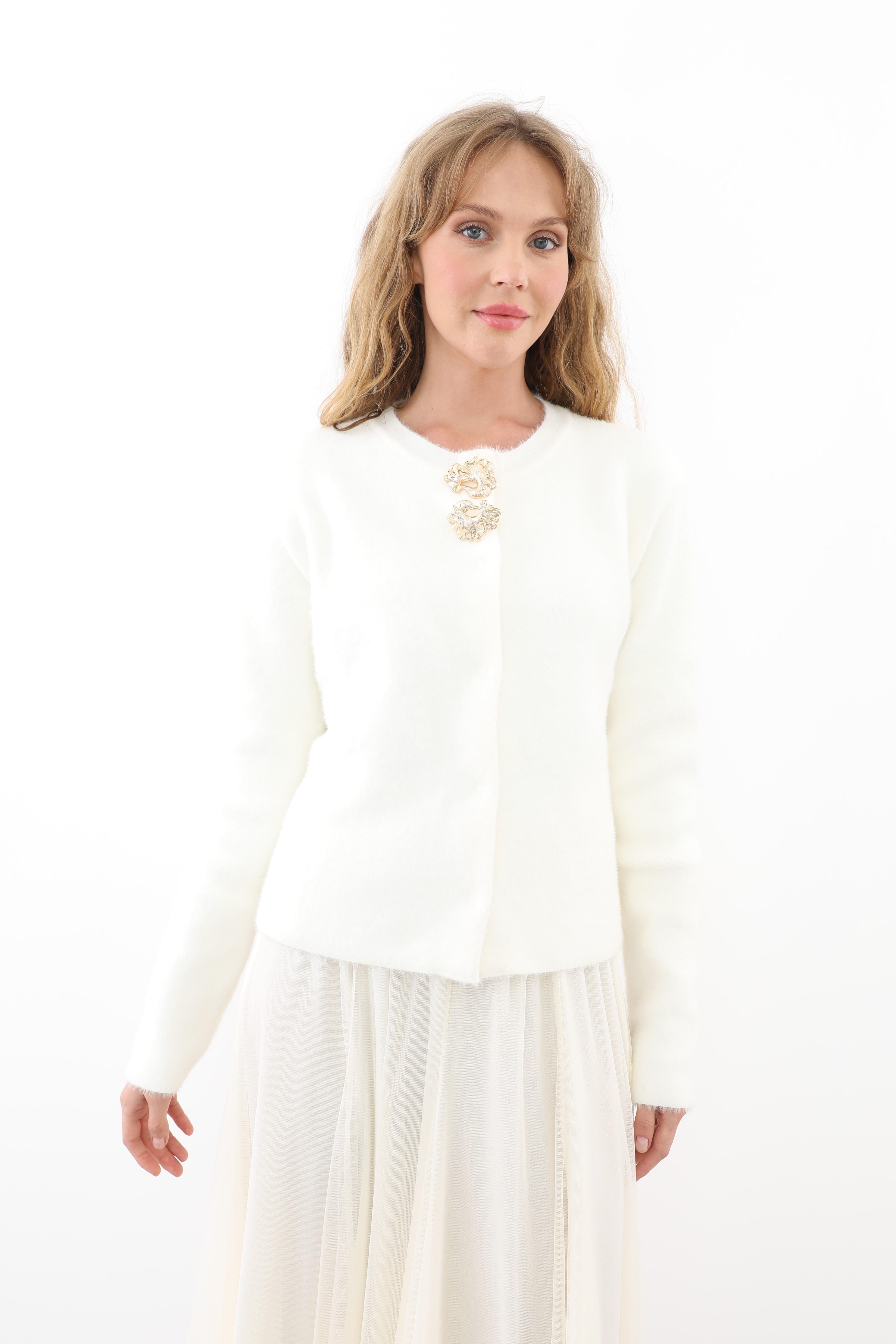 MİSSEMRAMİSS Missemramiss 4573 Bellissimo Angora Hırka - Ekru  Hırka 