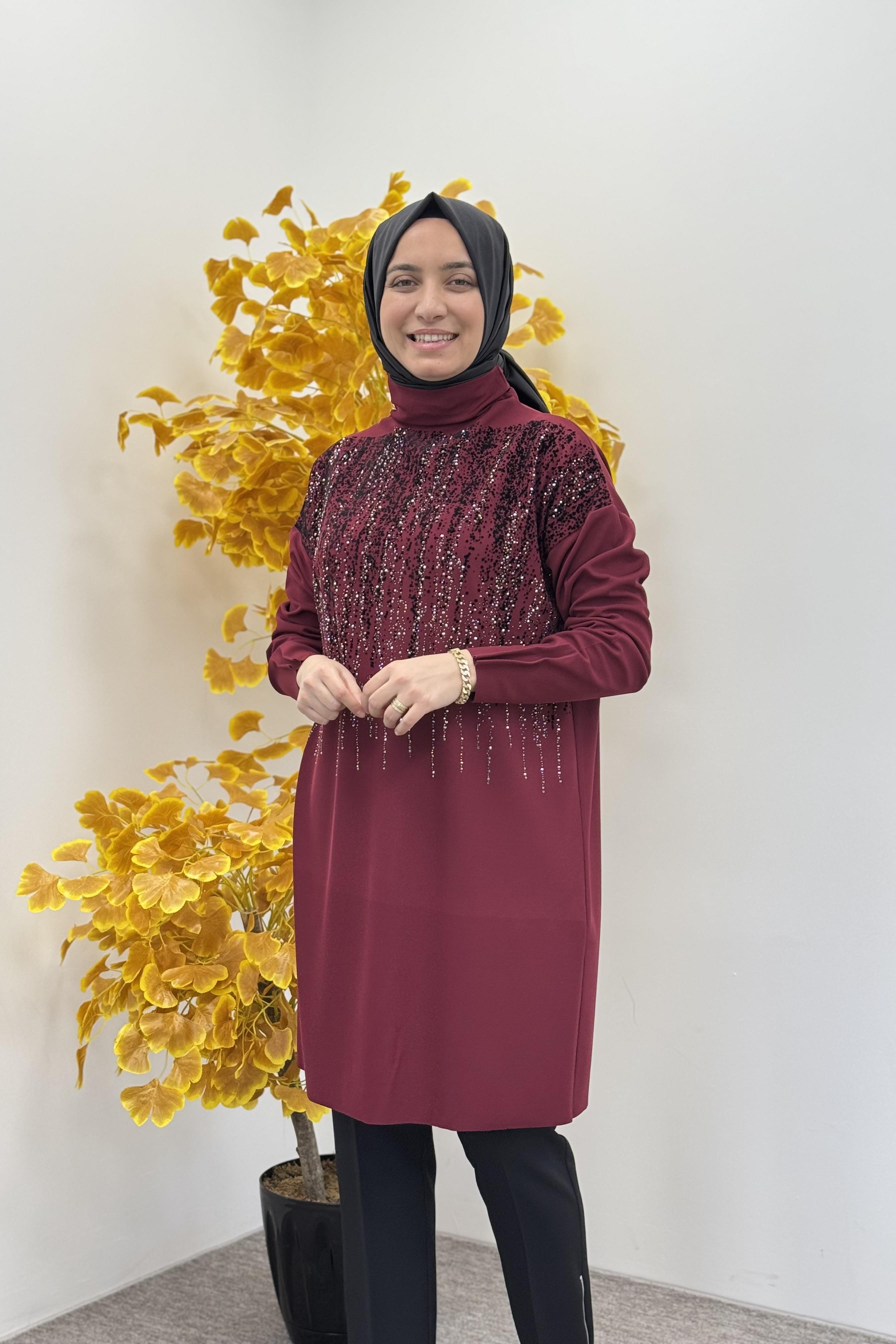 MİSSWHENCE Misswhence 36012 Tunik - Bordo Misswhence 36012 Tunik - Bordo - Bilen Giyim Tunik 