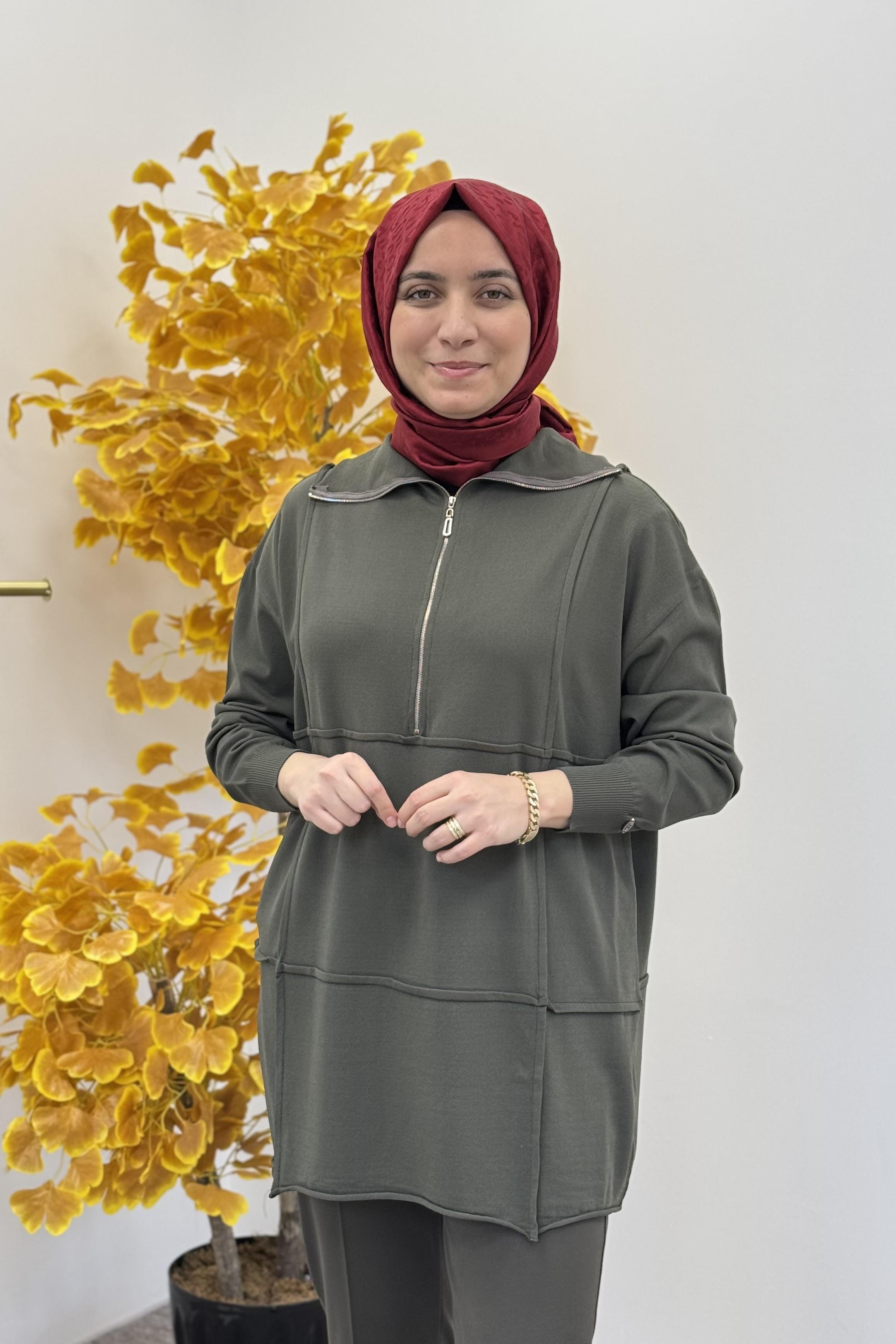 MİSSWHENCE Misswhence 36016 Triko Tunik - Haki Misswhence 36016 Triko Tunik - Haki - Bilen Giyim Tunik 