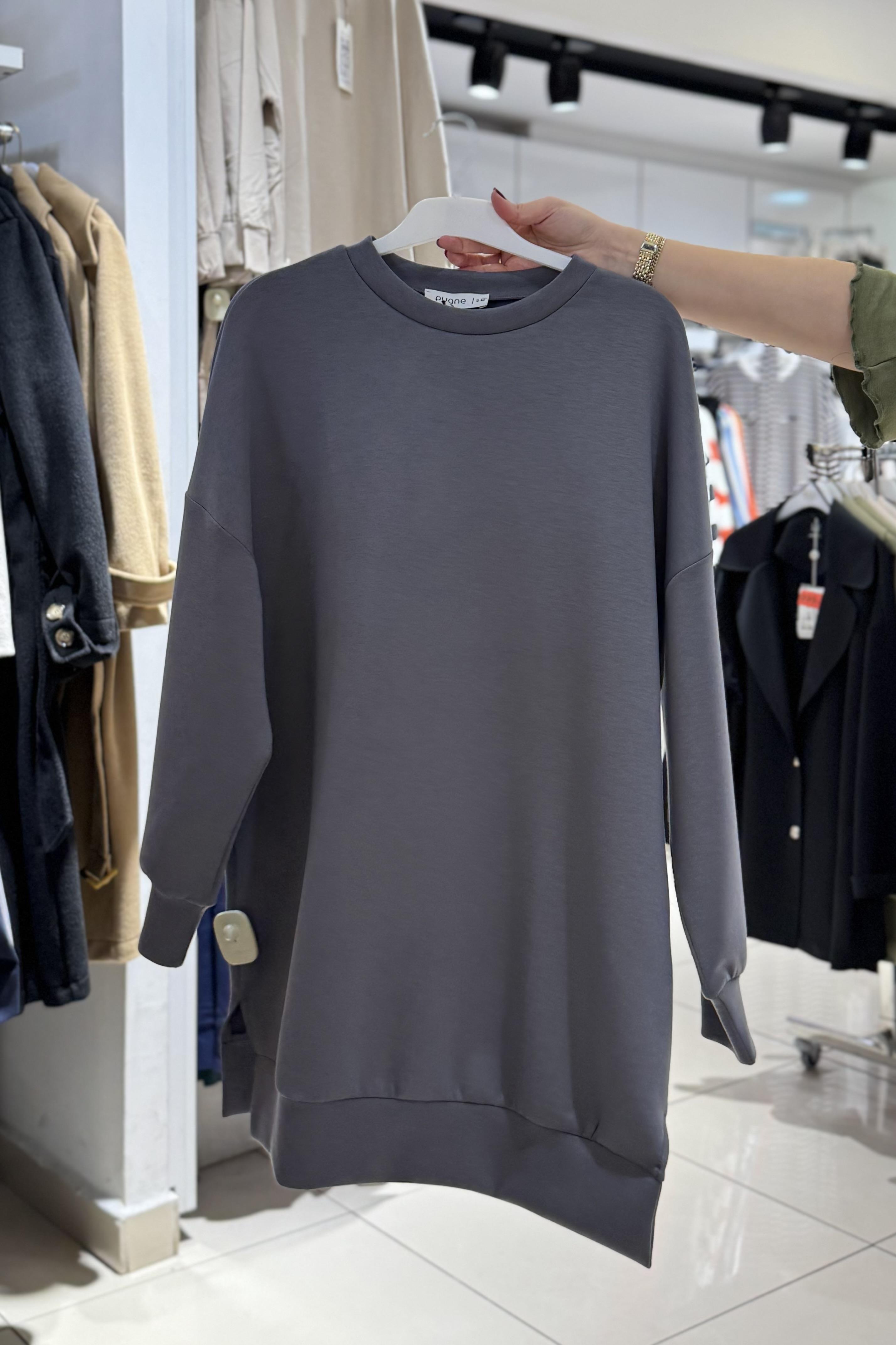 PUANE Modal Kumaş Tunik 10605 - Gri Modal Kumaş Tunik 10605 - Gri - Bilen Giyim Tunik 
