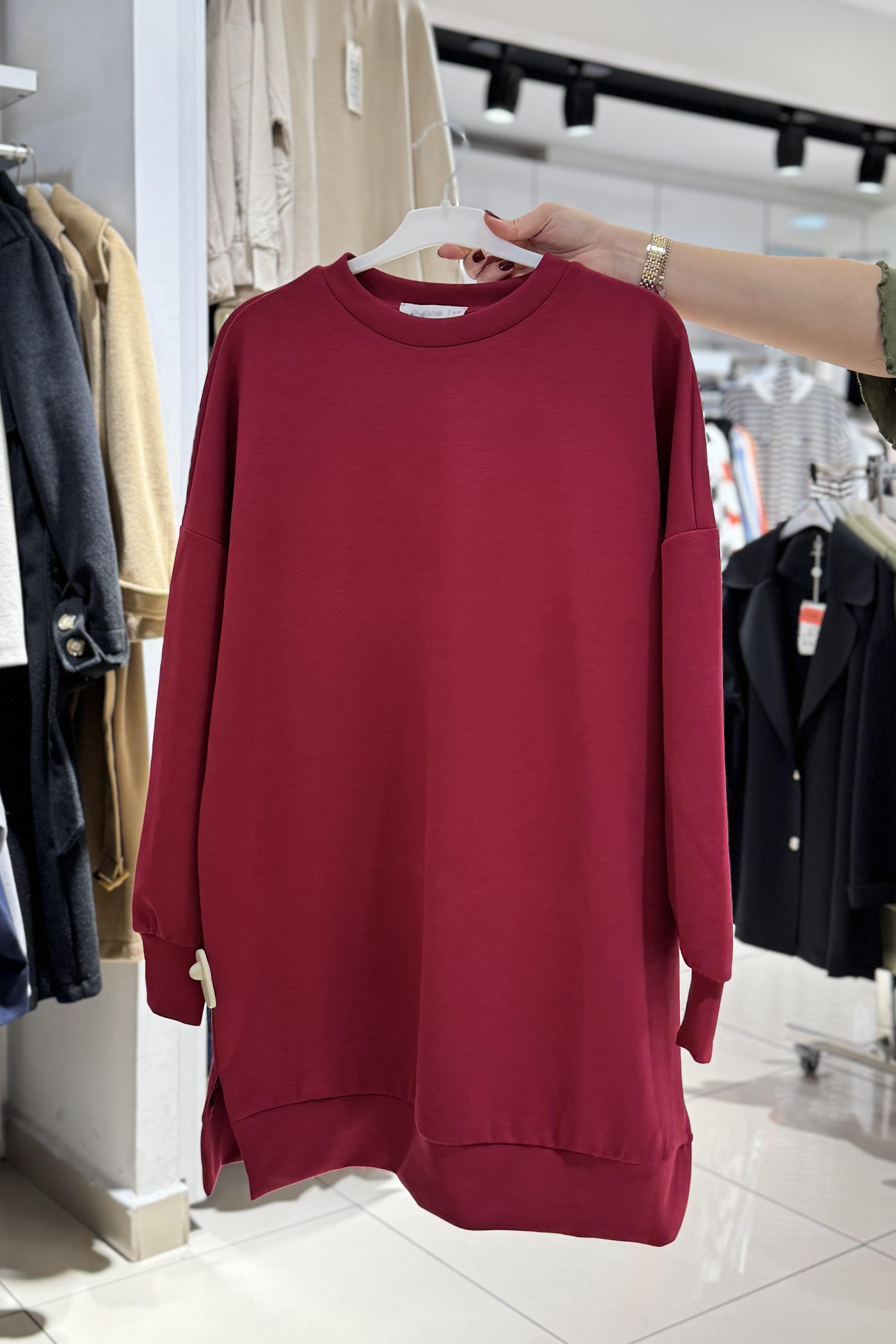 PUANE Modal Kumaş Tunik 10605 - Vişne Modal Kumaş Tunik 10605 - Vişne - Bilen Giyim Tunik 