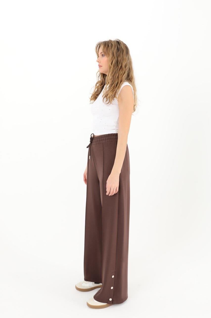 PUANE Modal Kumaştan Paça Düğme Detay Pantolon 18222 - Browni  Pantolon 