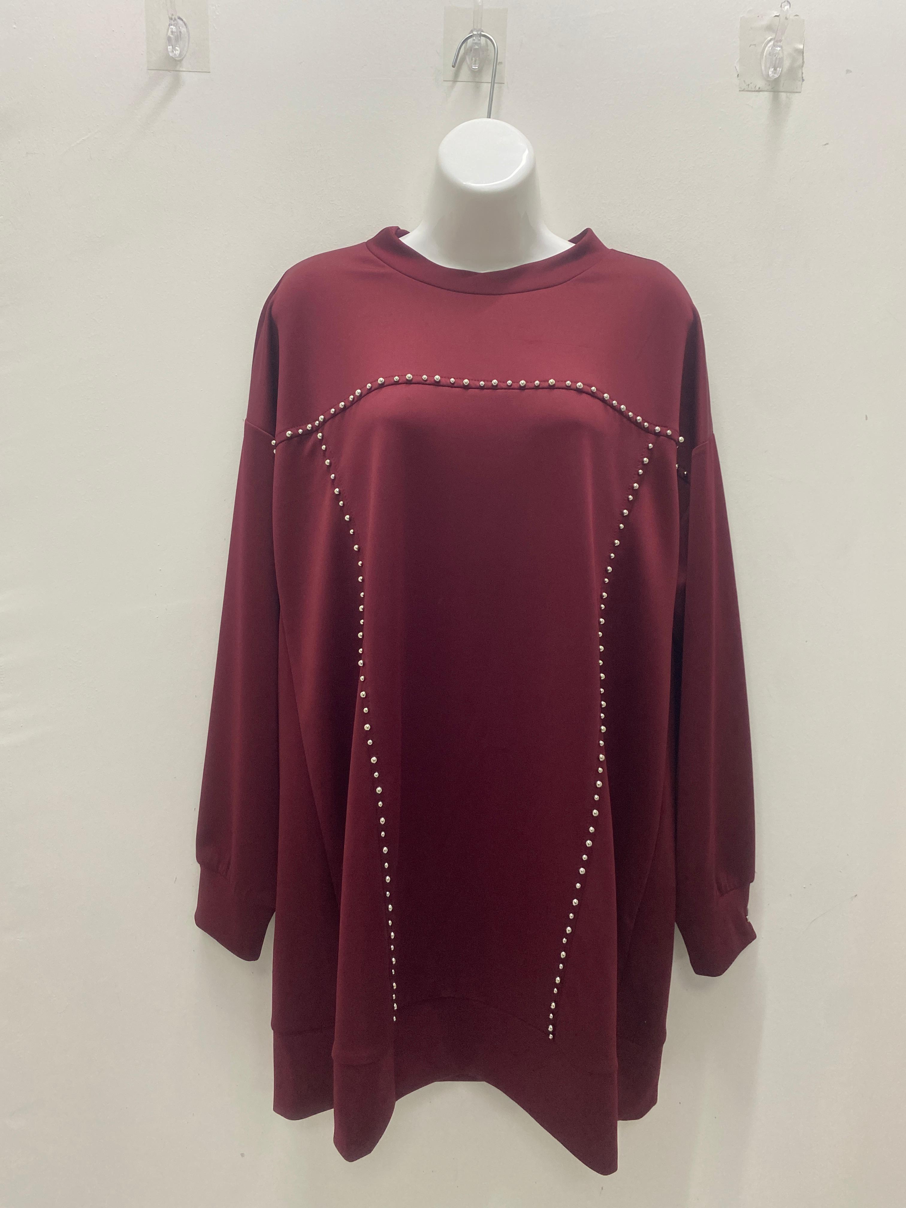 MOODBASİC Moodbasic Mb21.287 Gümüş İncili Scuba Tunik - Bordo  Tunik 