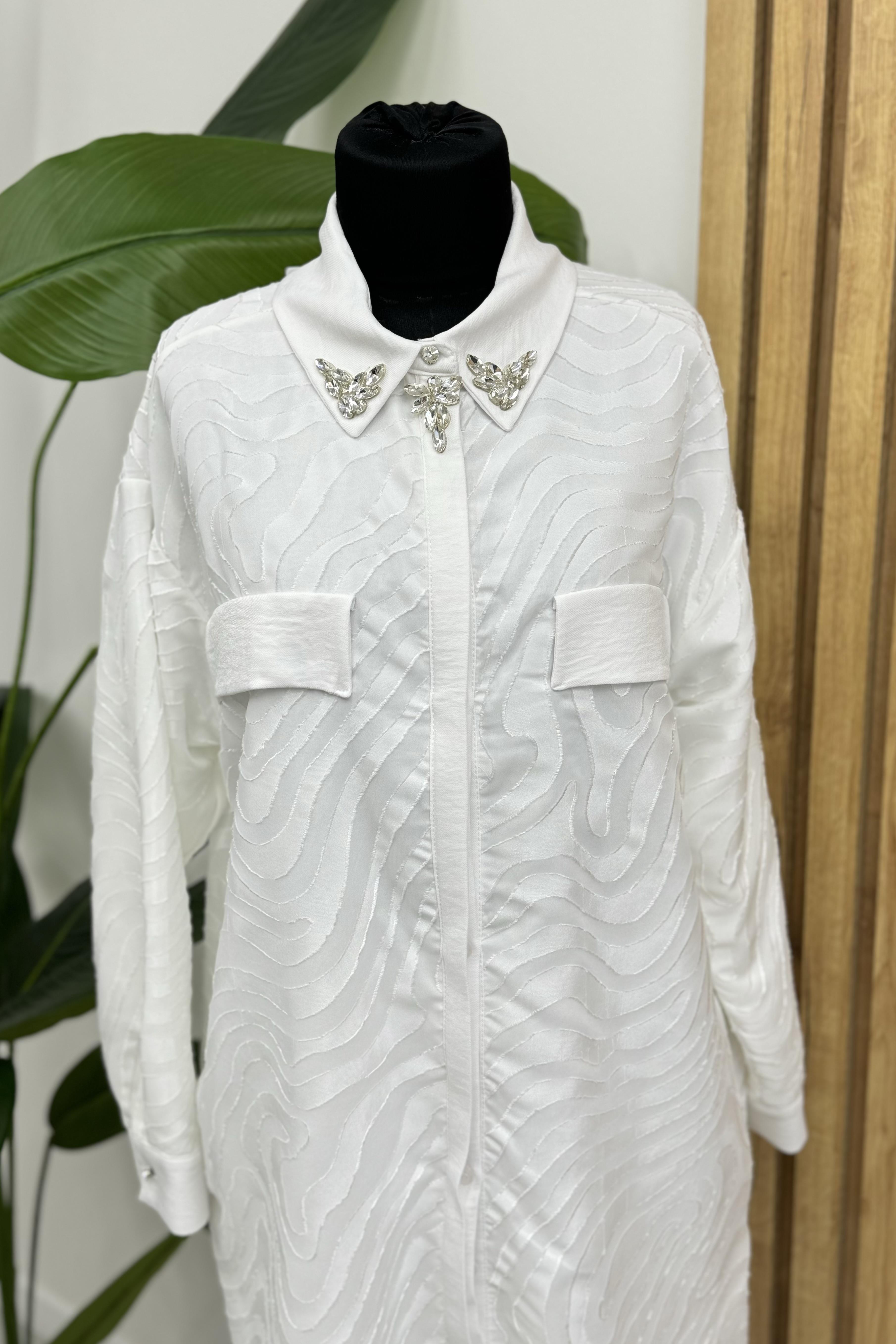 MOODBASİC Moodbasic Mb24.554 Organzeli Taşlı İkili Takım - Ekru  Takım