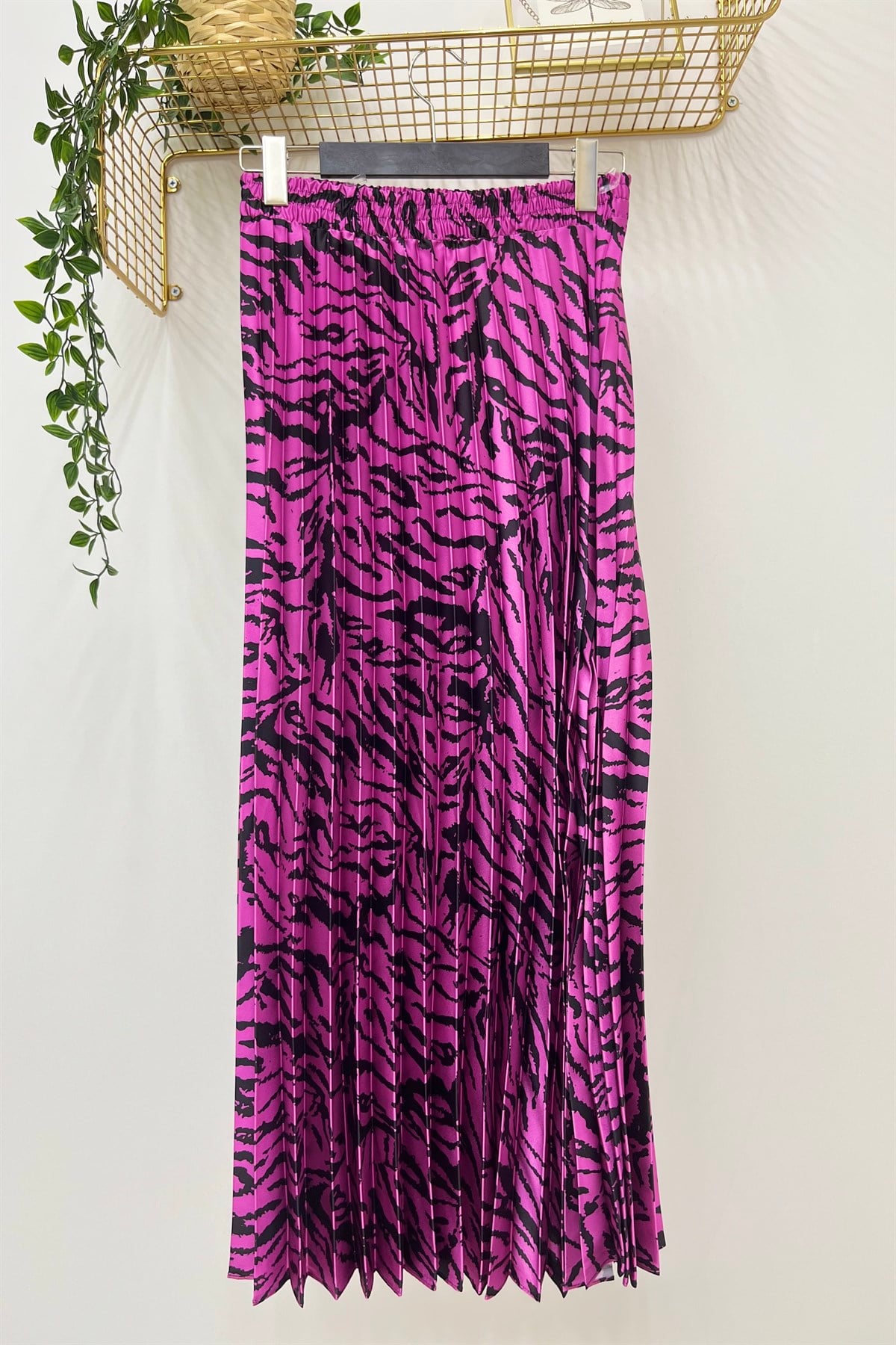 MOODBASİC Moodbasic Mb09.42 Zebra Desenli Etek - Sıklamen  Etek