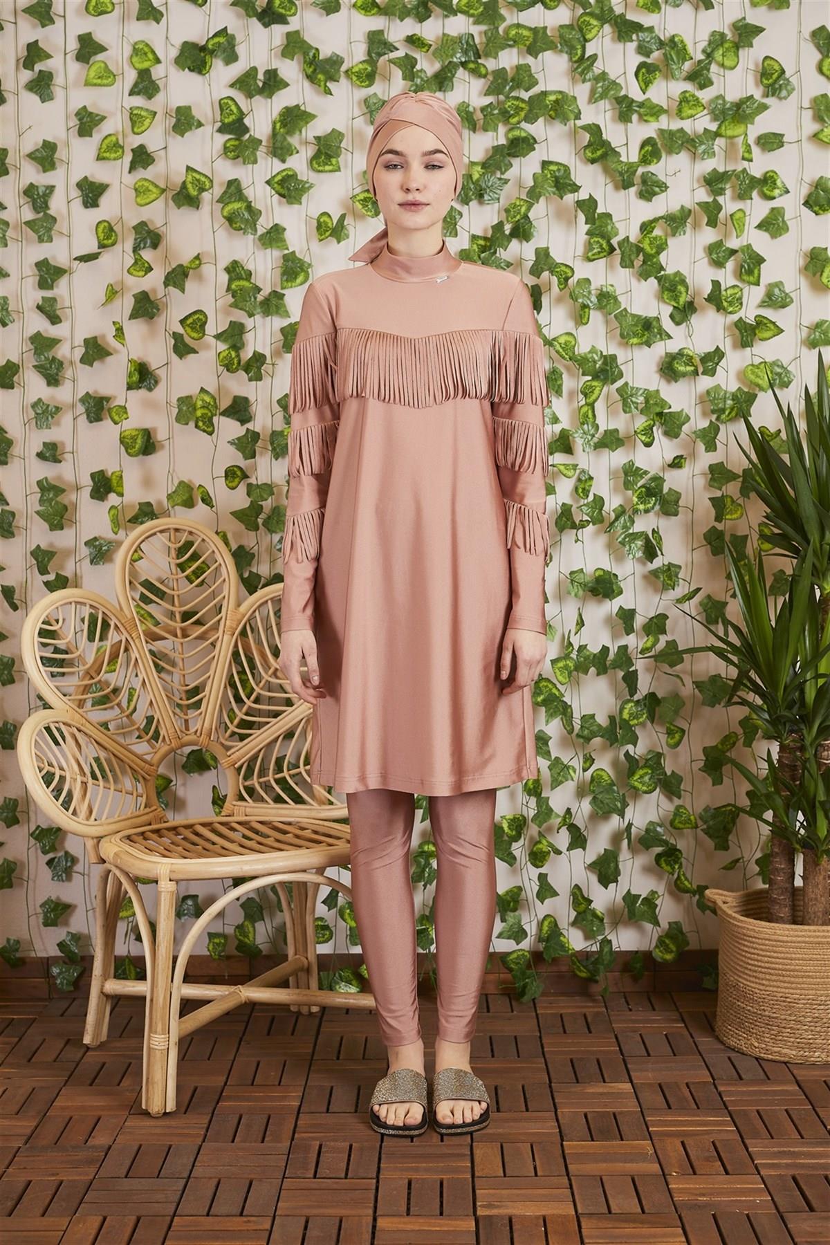 MOODBASİC Moodbasic Sw36.201 Püsküllü Tesettür Mayo - Gül Moodbasic Sw36.201 Püsküllü Tesettür Mayo - Gül Tesettür Mayo MOODBASİC Bilen Giyim Tesettür Mayo