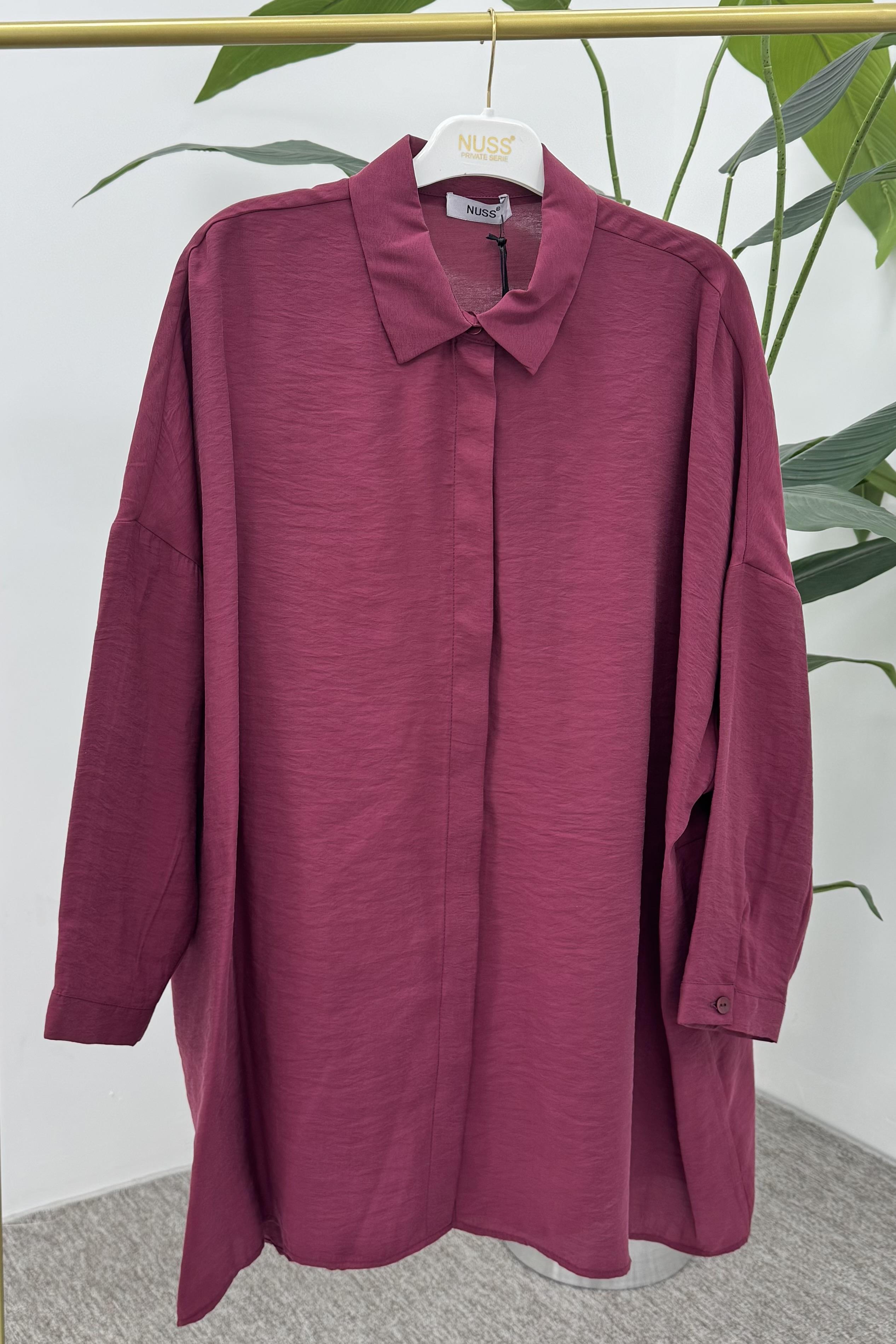 NUSS Nuss 3001 Oversize Basic Gömlek - Ahududu  Tunik 