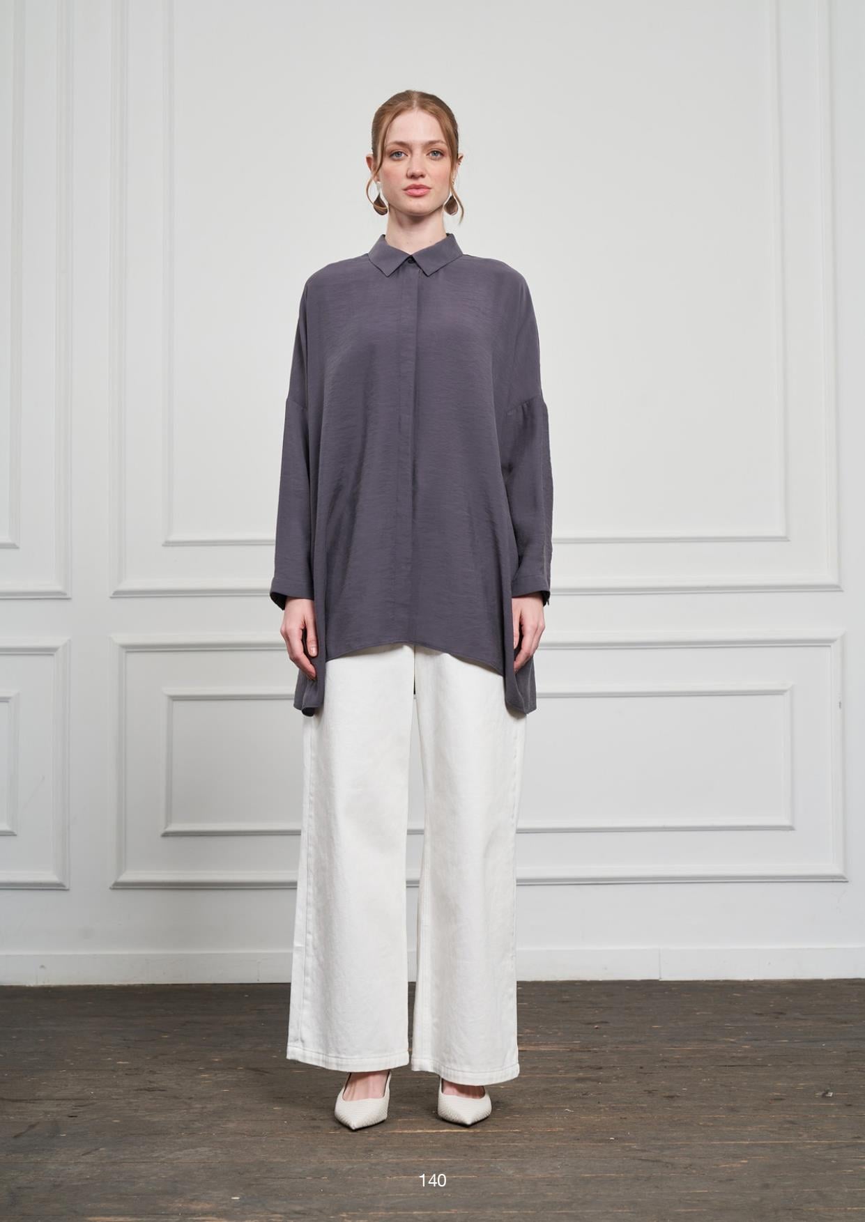 NUSS Nuss 3001 Oversize Basic Gömlek - Antrasit Nuss 3001 Oversize Basic Gömlek - Bilen Giyim Tunik 