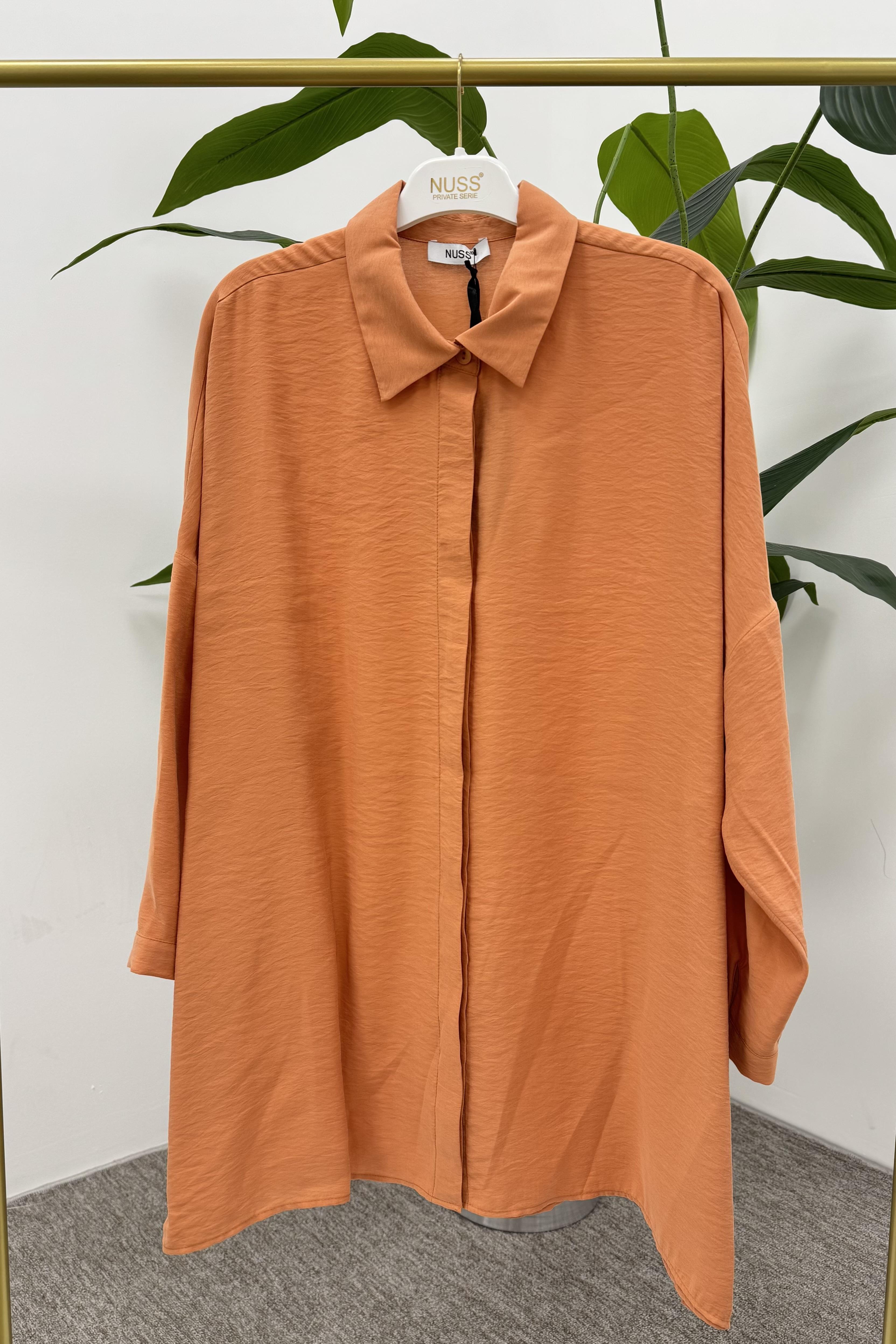 NUSS Nuss 3001 Oversize Basic Gömlek - Oranj  Tunik 