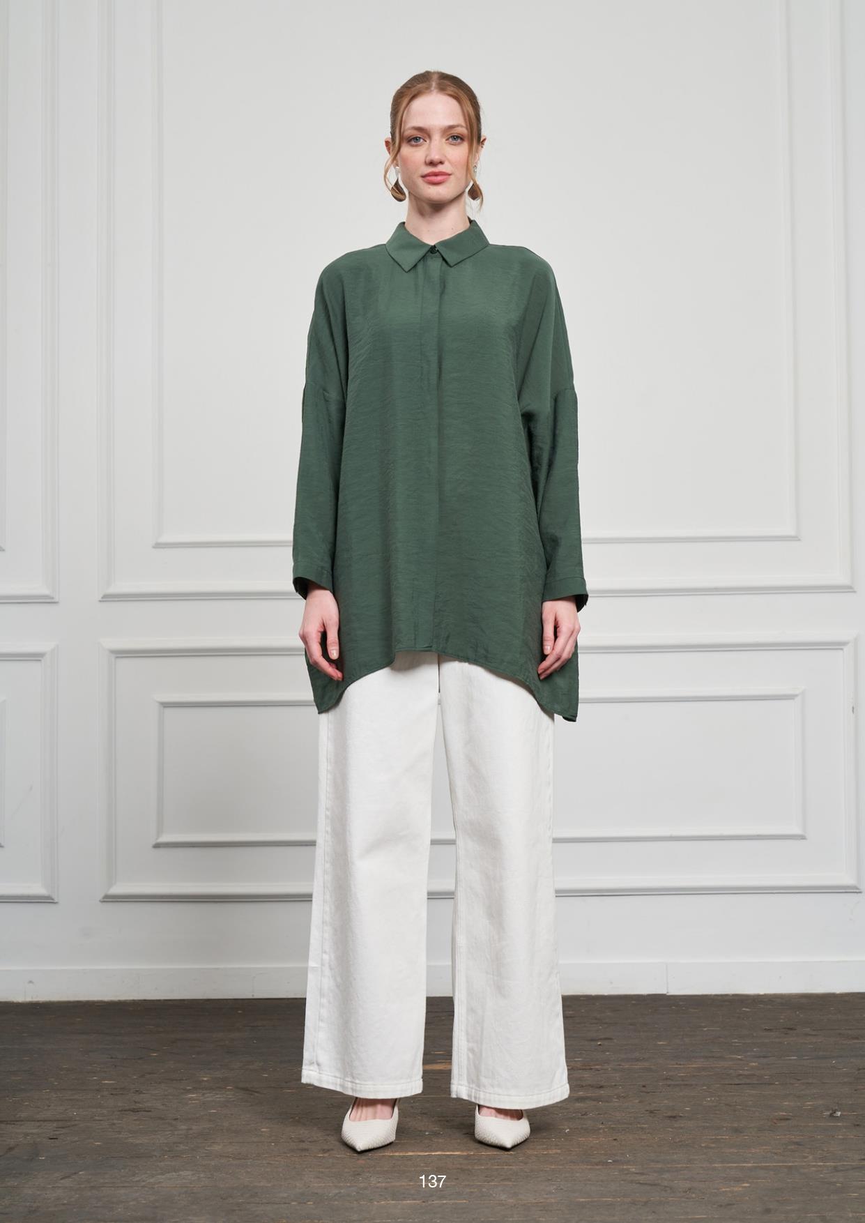 NUSS Nuss 3001 Oversize Basic Gömlek - Turmalin Nuss 3001 Oversize Basic Gömlek - Bilen Giyim Tunik 