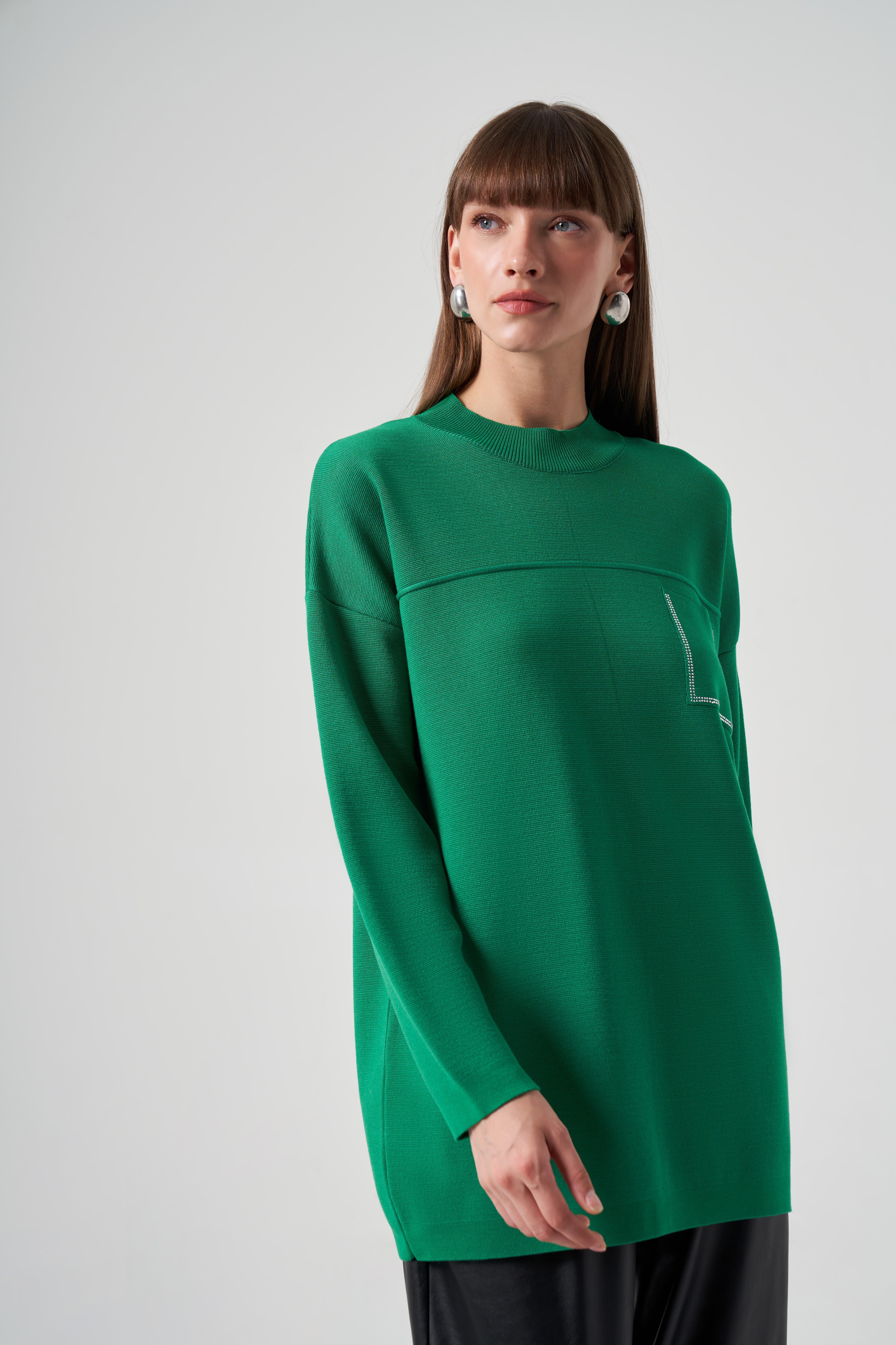 NUSS Nuss 7009 Cep Taş İşlemeli Merserize Tunik - Benetton  Tunik 
