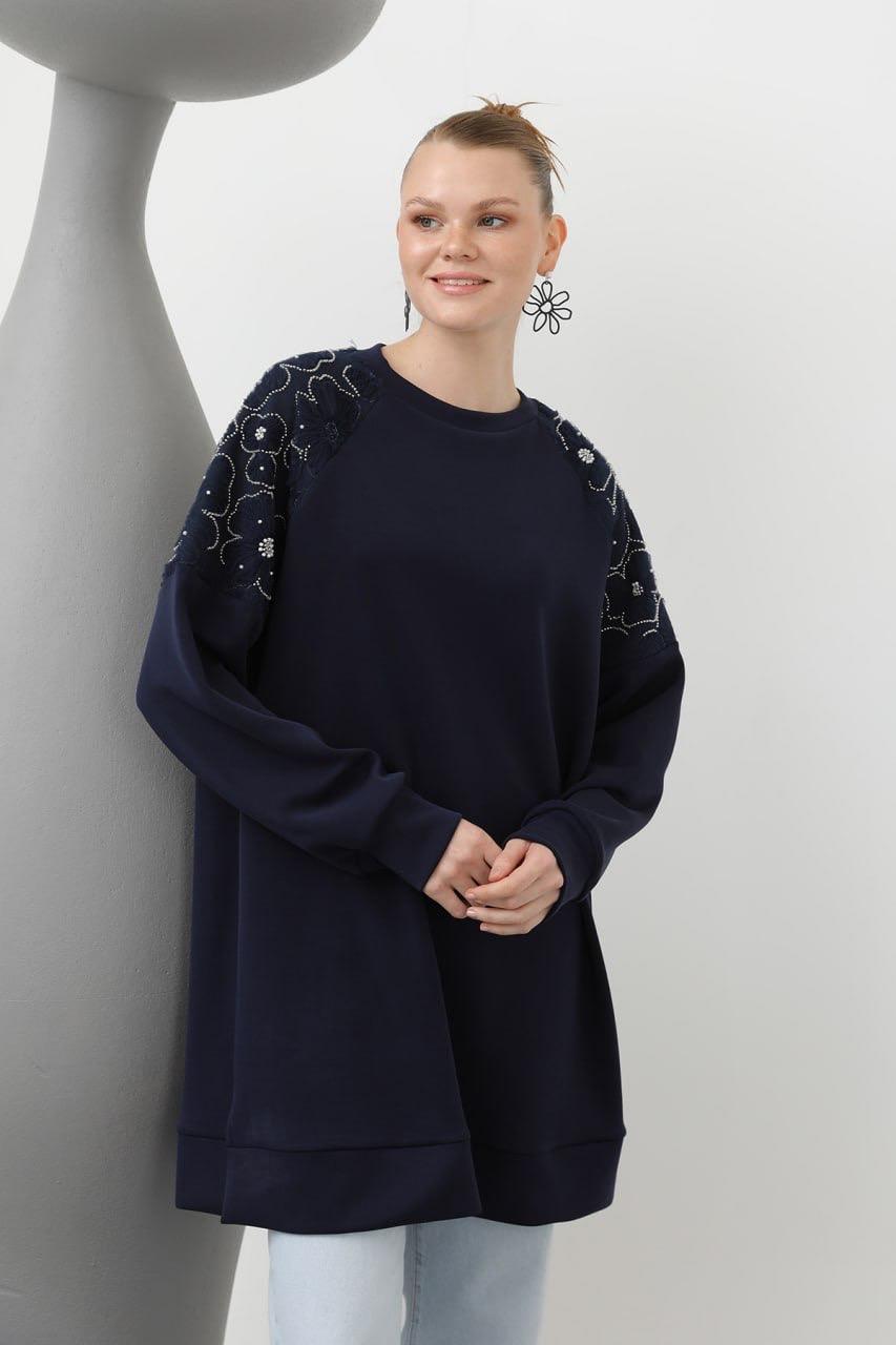 PUANE Omuz İşlemeli Tunik 10616 - F.Navy Omuz İşlemeli Tunik 10616 - Bilen Giyim Tunik 