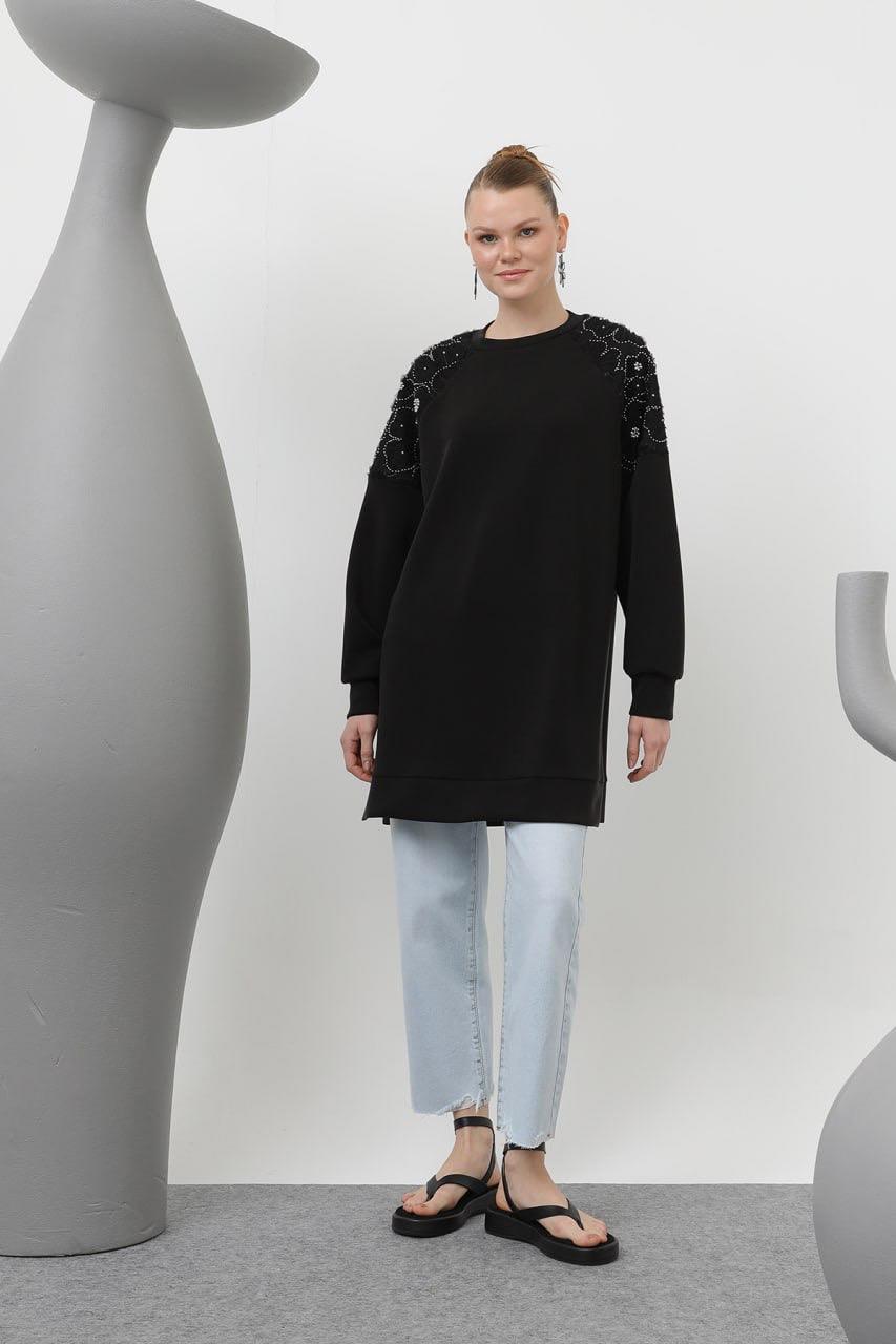 PUANE Omuz İşlemeli Tunik 10616 - Siyah Omuz İşlemeli Tunik 10616 - Bilen Giyim Tunik 