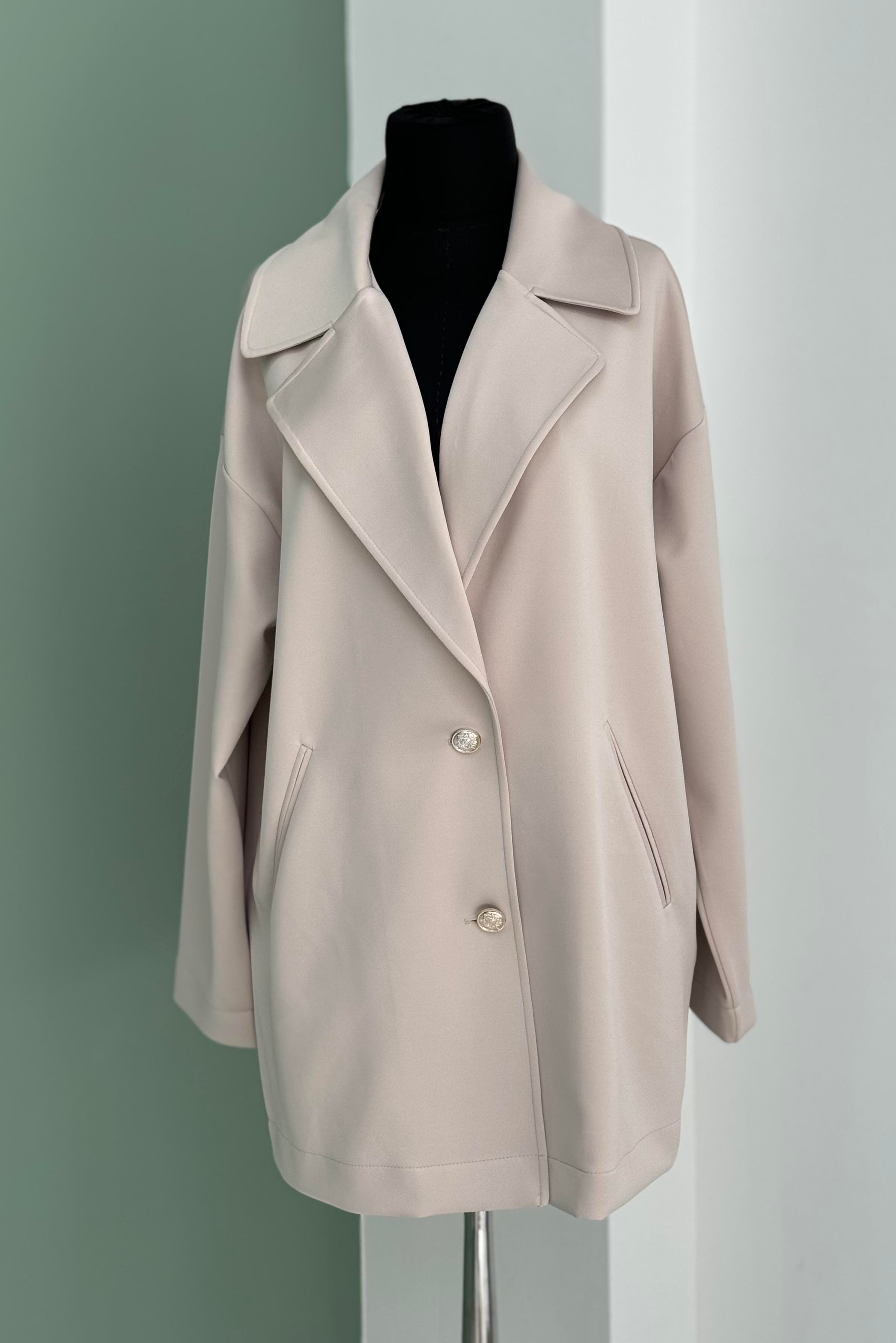 İKOLL Oversize Basıc Ceket 33695 - Bej  Ceket 