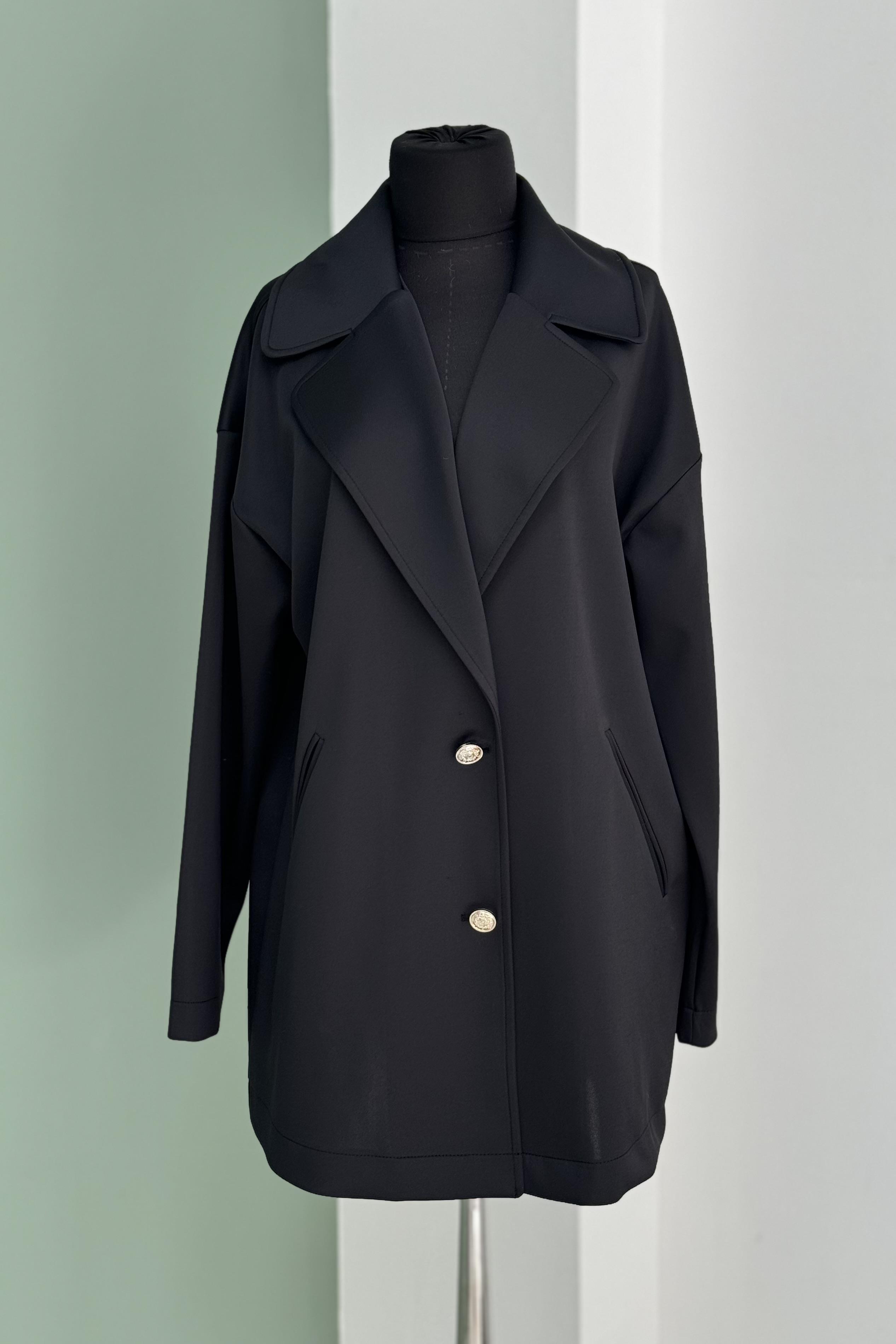 İKOLL Oversize Basıc Ceket 33695 - Siyah  Ceket 