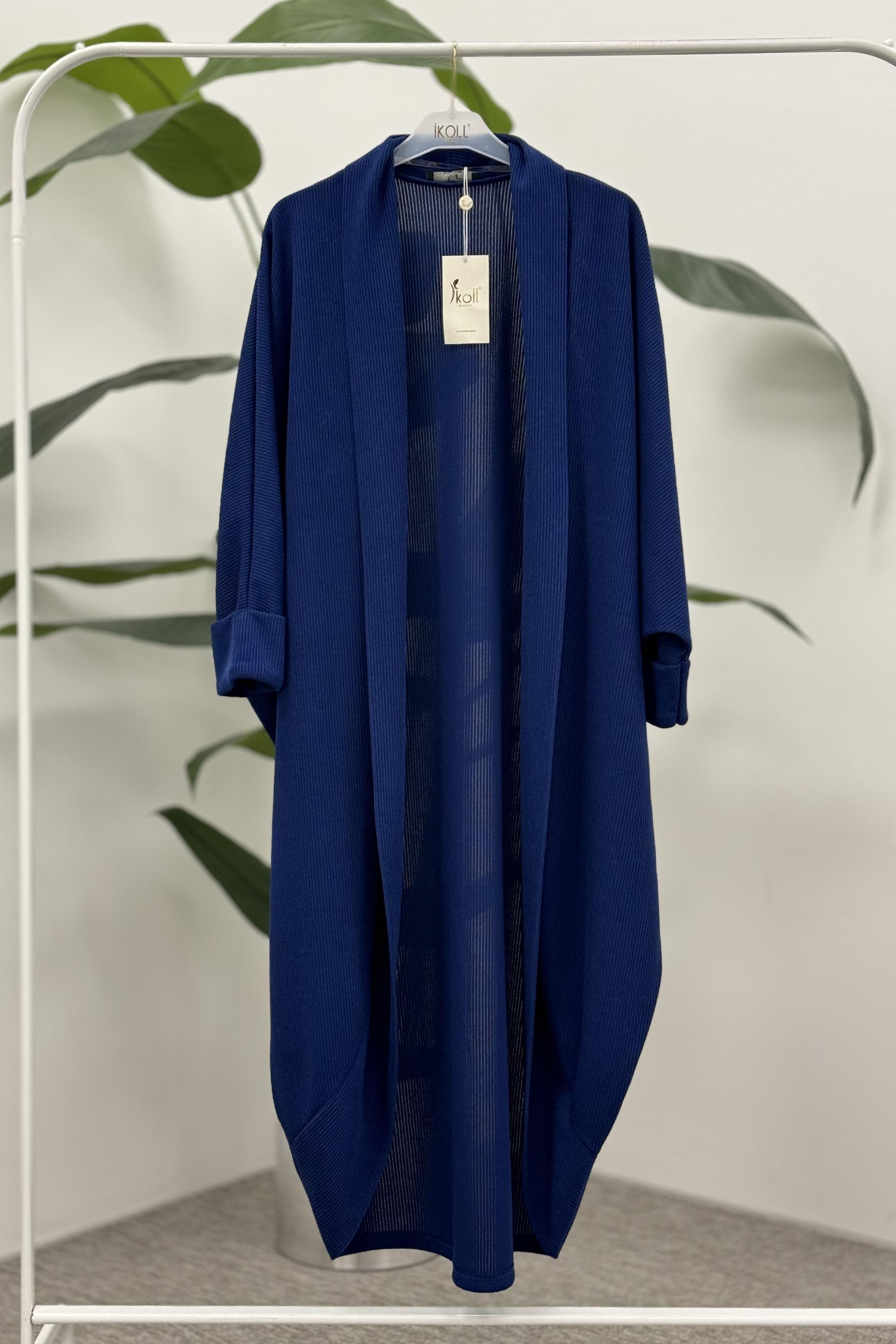 İKOLL Oversize Yarasa Hırka 33840 - Saks  Hırka 