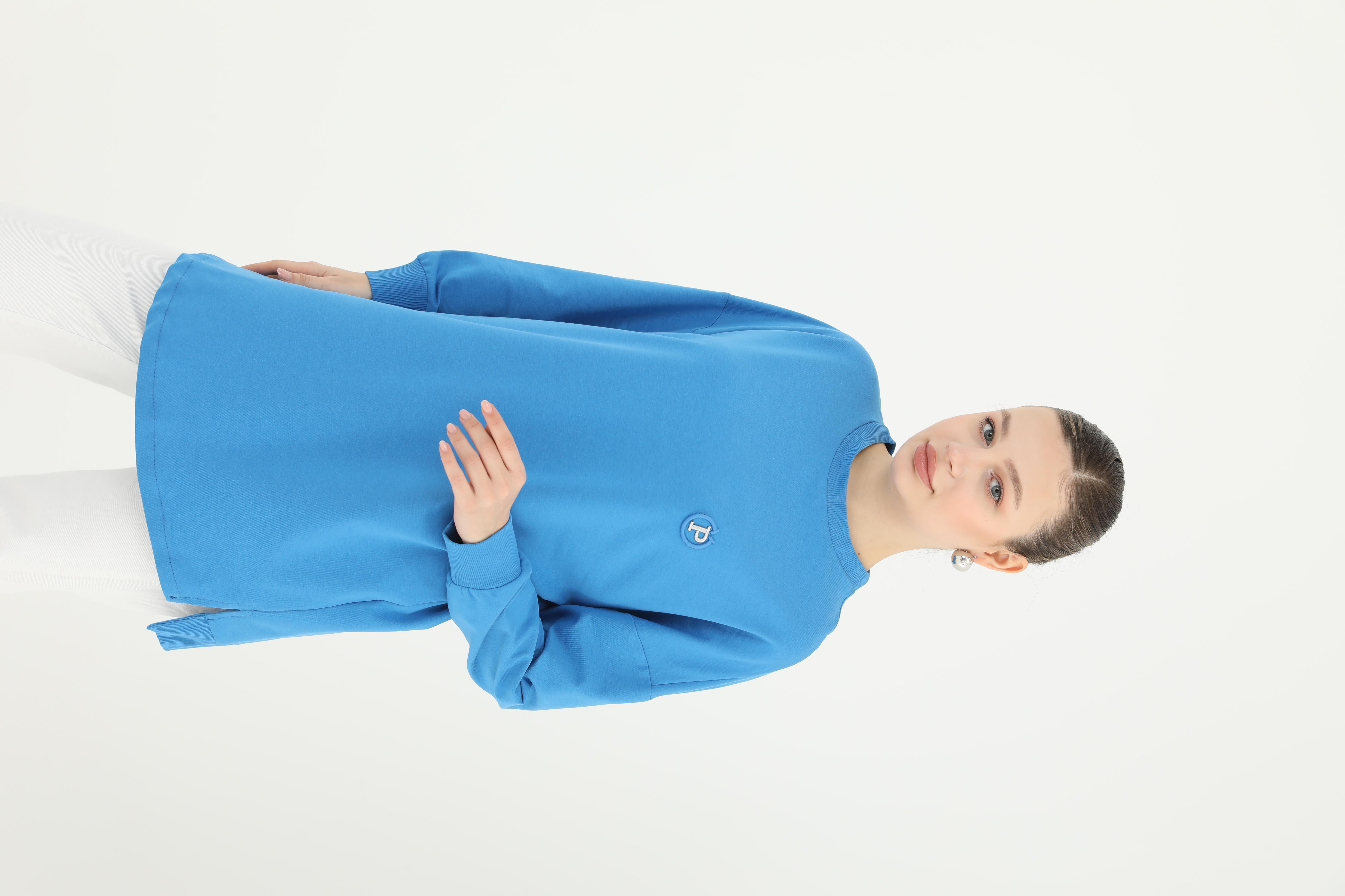 PUANE P Logolu Basic Tunik 10379 - Mavi P Logolu Basic Tunik 10379 - Mavi Tunik Bilen Giyim Tunik