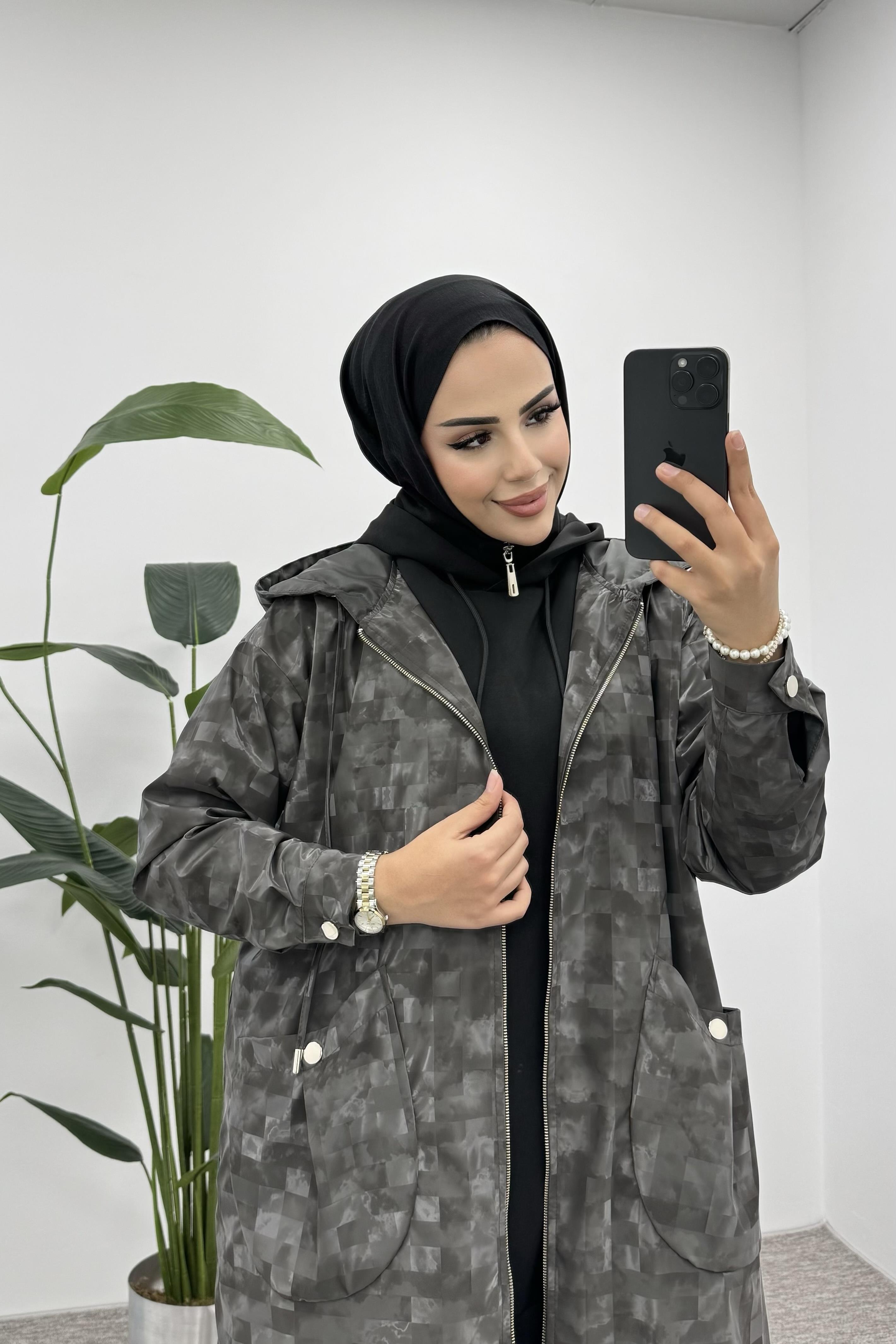 MARCHA PRİVE Parlak Kare Detay Yapmurluk Kap 10532 - Antrasit  Kap 