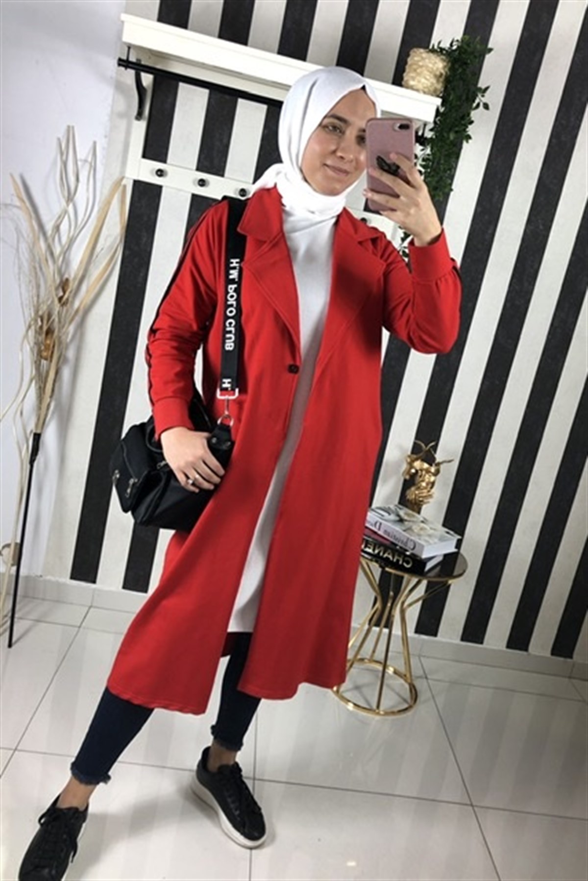 QİMENEQimene 6115 Tek Düğme Uzun Kap - Kirmizi