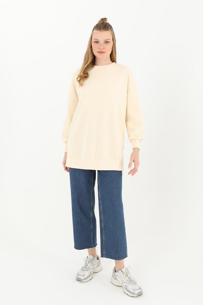 PUANE Şardonlu Basic Sweat 32108 - Bej  Sweatshirt 
